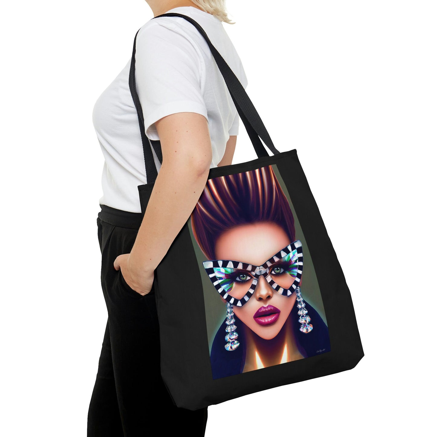 quirky, bag, canvas bag, tote bag, gifts for women, canvas shopper, oversized canvas bag, reusable bag, shopping bag, tote bag for women - LOLA VEGAS ART