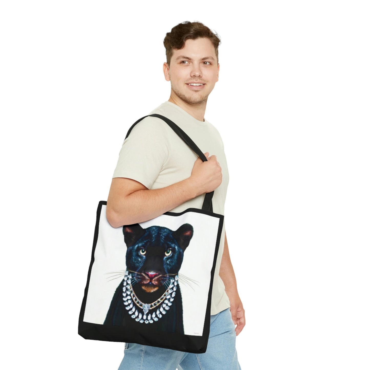 black panther, canvas bag, tote bag, gifts for women, canvas shopper, oversized canvas bag, reusable bag, shopping bag, tote bag for women - LOLA VEGAS ART