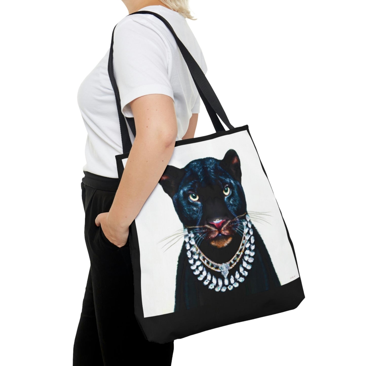 black panther, canvas bag, tote bag, gifts for women, canvas shopper, oversized canvas bag, reusable bag, shopping bag, tote bag for women - LOLA VEGAS ART
