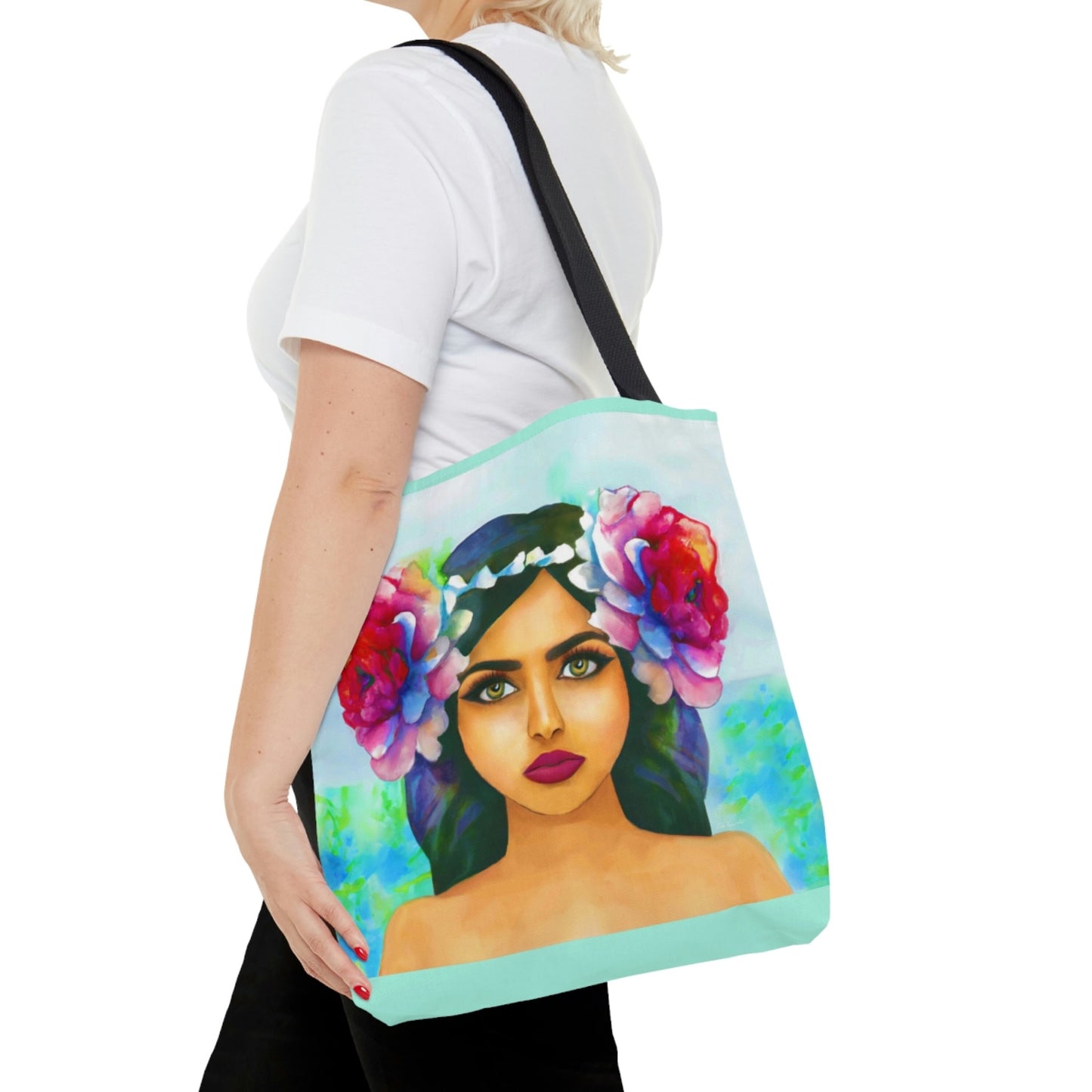 flower girl, canvas bag, tote bag, gifts for women, canvas shopper, oversized canvas bag, reusable bag, shopping bag, tote bag for women - LOLA VEGAS ART