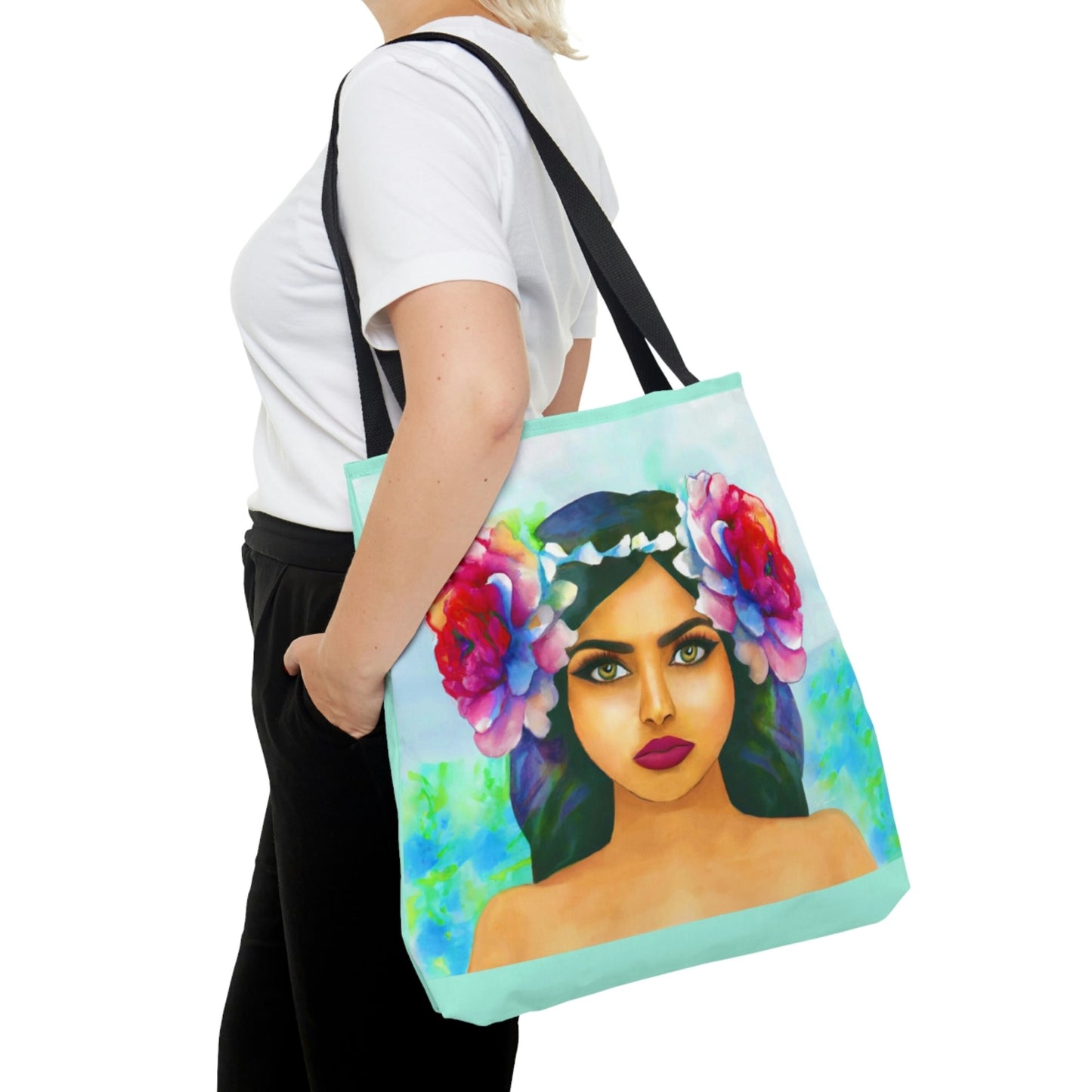 flower girl, canvas bag, tote bag, gifts for women, canvas shopper, oversized canvas bag, reusable bag, shopping bag, tote bag for women - LOLA VEGAS ART