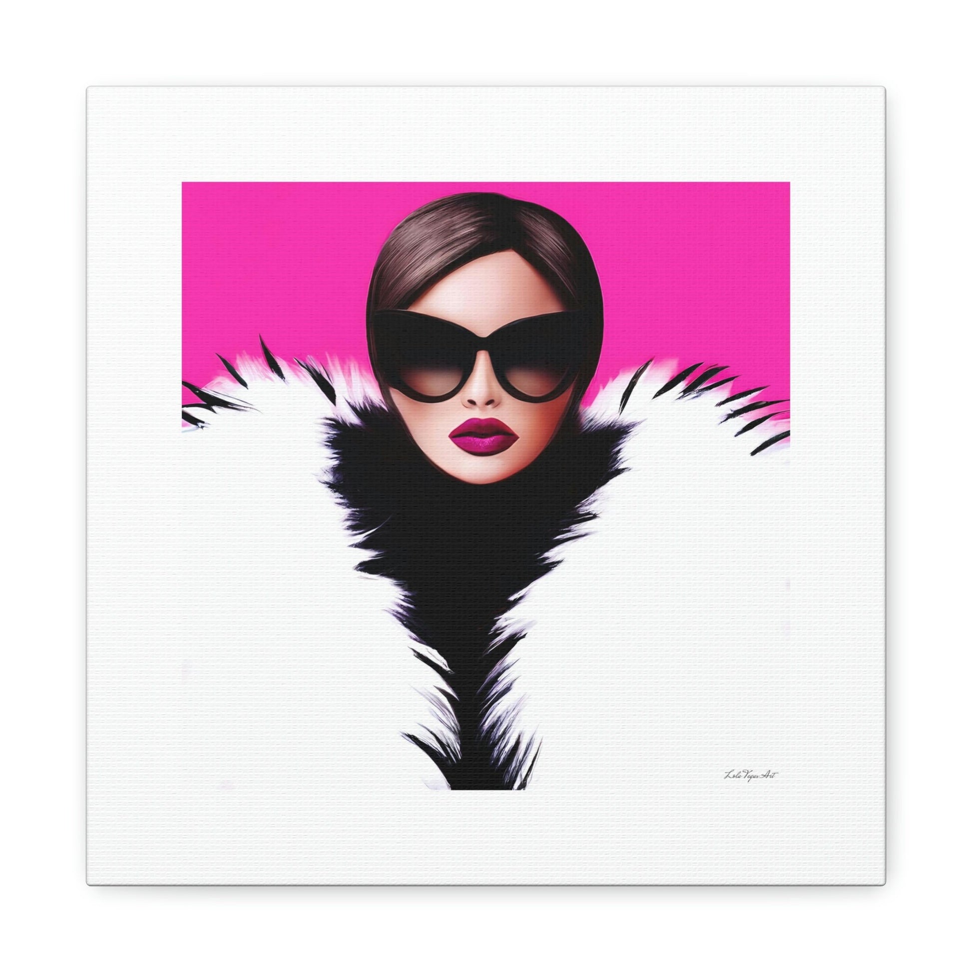 wall art, wall art canvas, wall art decor, woman with fur coat, woman with sunglasses, wall art in pink, wall art glamour, wall art women - LOLA VEGAS ART
