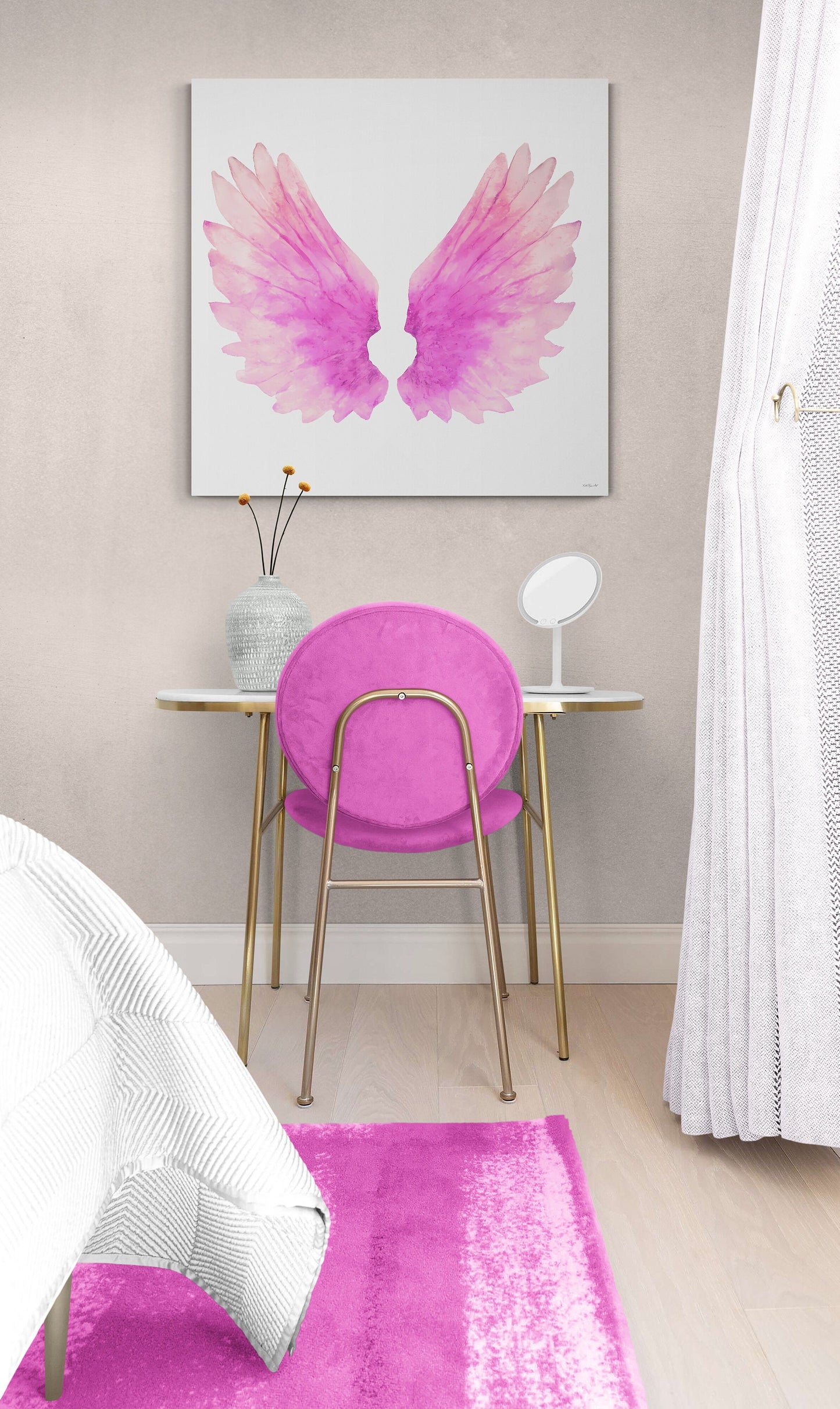 wall art, wall art canvas, wall art decor, wall art prints, wall decor, angel wings, angel wings art, wings, wall art pink - LOLA VEGAS ART