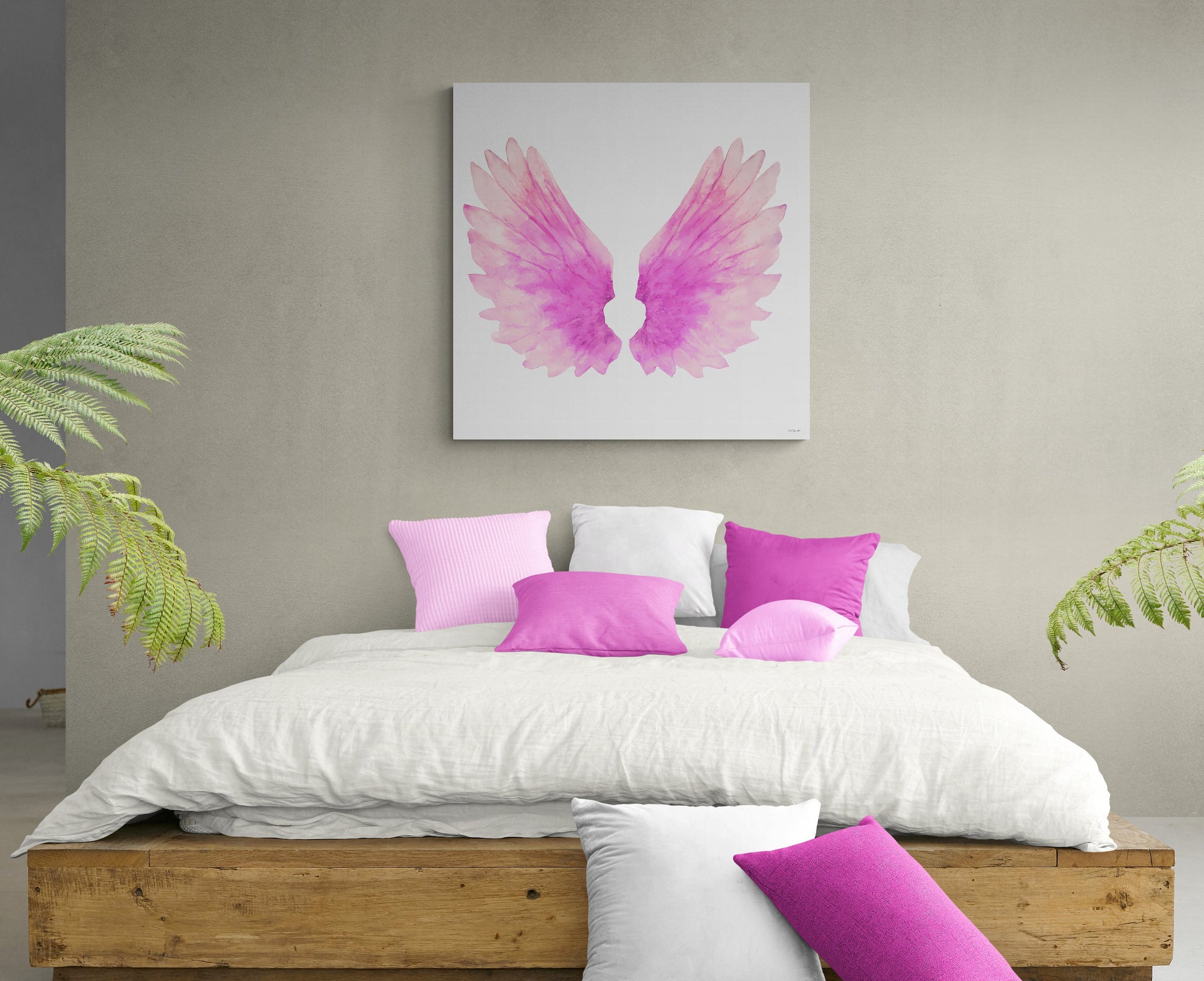 wall art, wall art canvas, wall art decor, wall art prints, wall decor, angel wings, angel wings art, wings, wall art pink - LOLA VEGAS ART