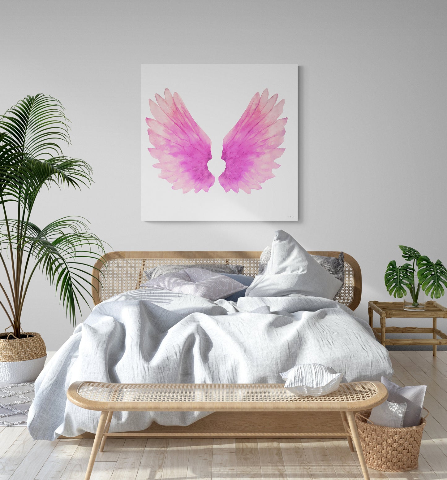 wall art, wall art canvas, wall art decor, wall art prints, wall decor, angel wings, angel wings art, wings, wall art pink - LOLA VEGAS ART