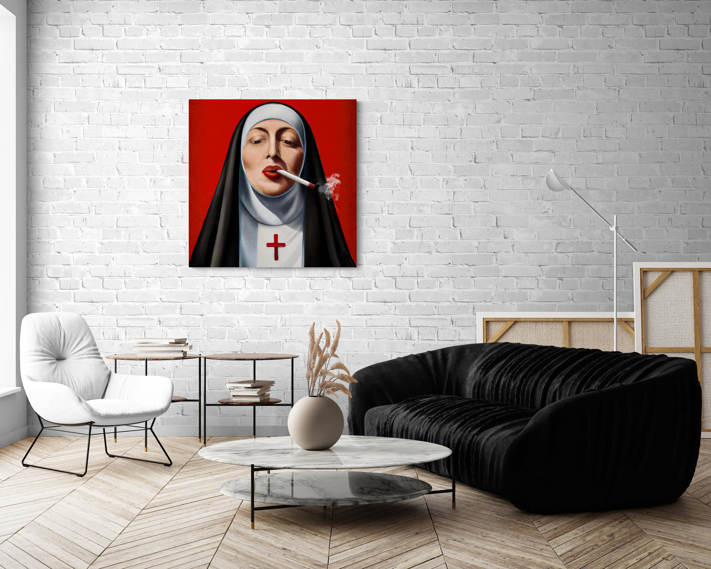 wall art, wall art canvas, wall art decor, wall art prints, wall decor, nuns, funny wall art, smoking, cigarette, christian, wall art usa, - LOLA VEGAS ART