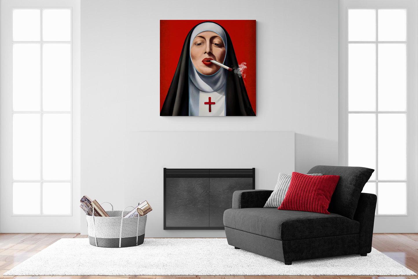 wall art, wall art canvas, wall art decor, wall art prints, wall decor, nuns, funny wall art, smoking, cigarette, christian, wall art usa, - LOLA VEGAS ART