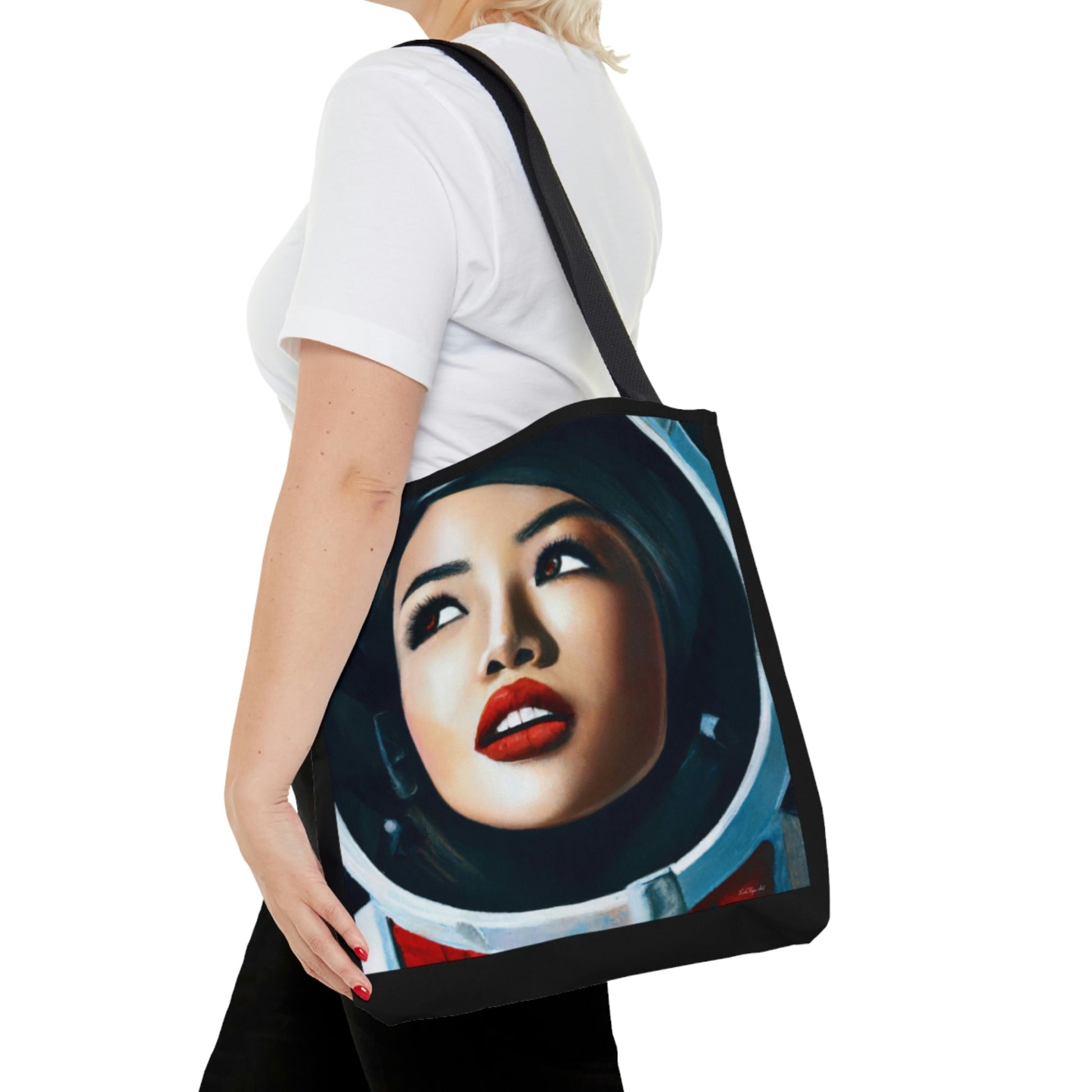 female astronaut,canvas bag, tote bag, gifts for women, canvas shopper, oversized canvas bag, reusable bag, shopping bag, tote bag for women - LOLA VEGAS ART