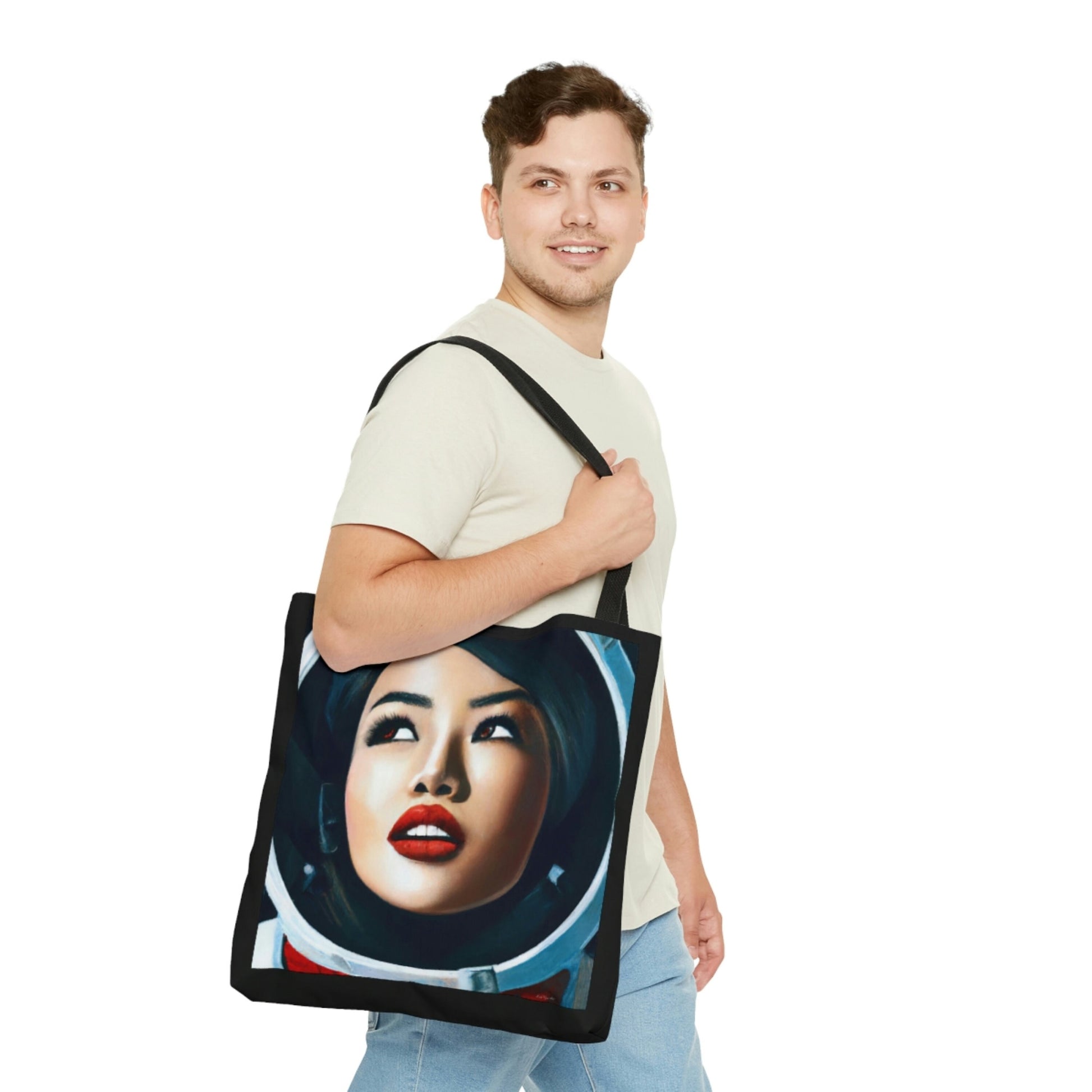 female astronaut,canvas bag, tote bag, gifts for women, canvas shopper, oversized canvas bag, reusable bag, shopping bag, tote bag for women - LOLA VEGAS ART