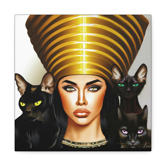 wall art, wall art canvas, wall art dcor, wall art egypt, egyptian queen, black cat art, cat art print, egypt, black cats, cat prints - LOLA VEGAS ART