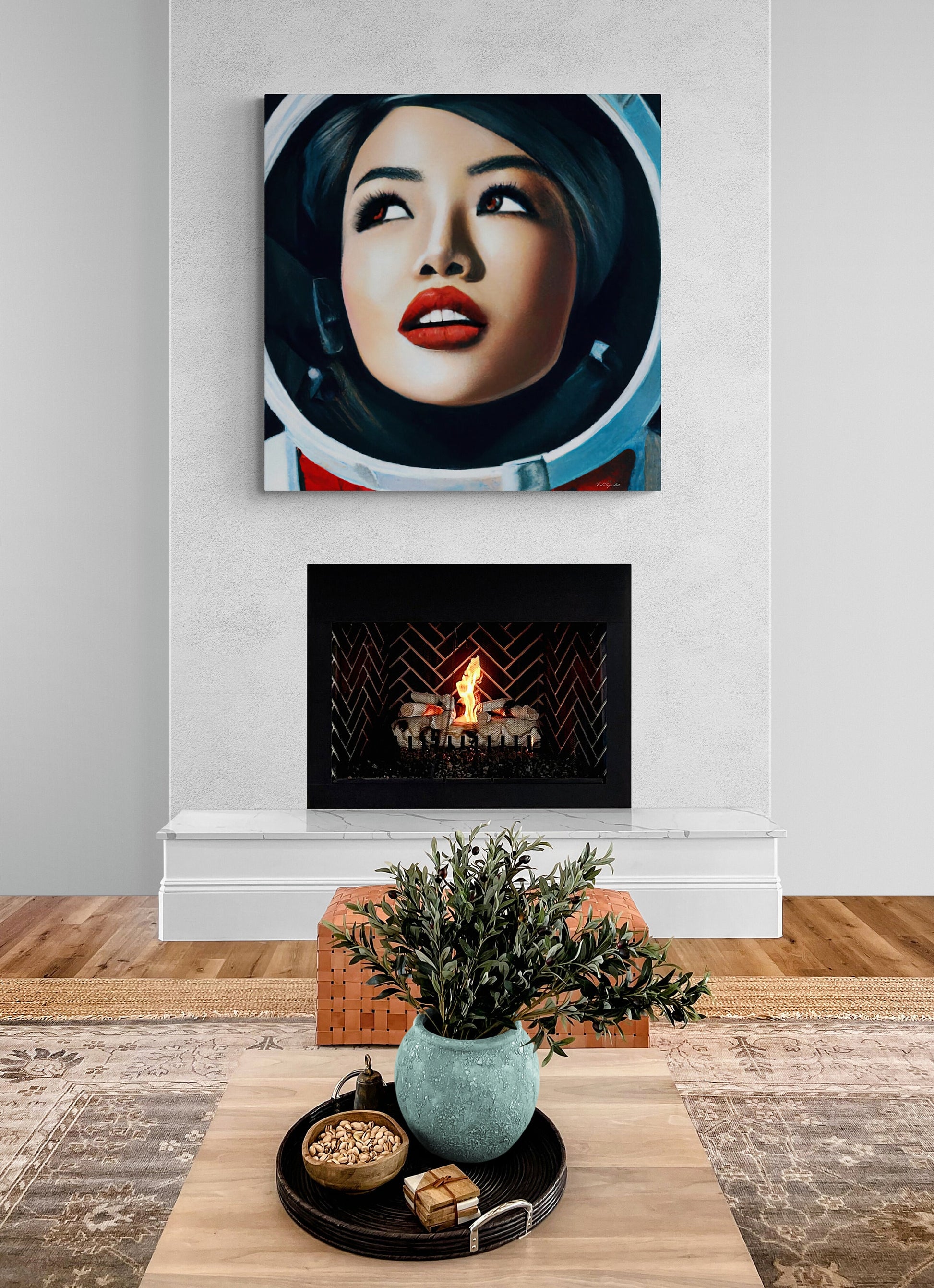 female astronaut, space art, space art print, astronaut in space, wall art, wall art canvas, wall art dcor, wall art women, astronaut gift - LOLA VEGAS ART