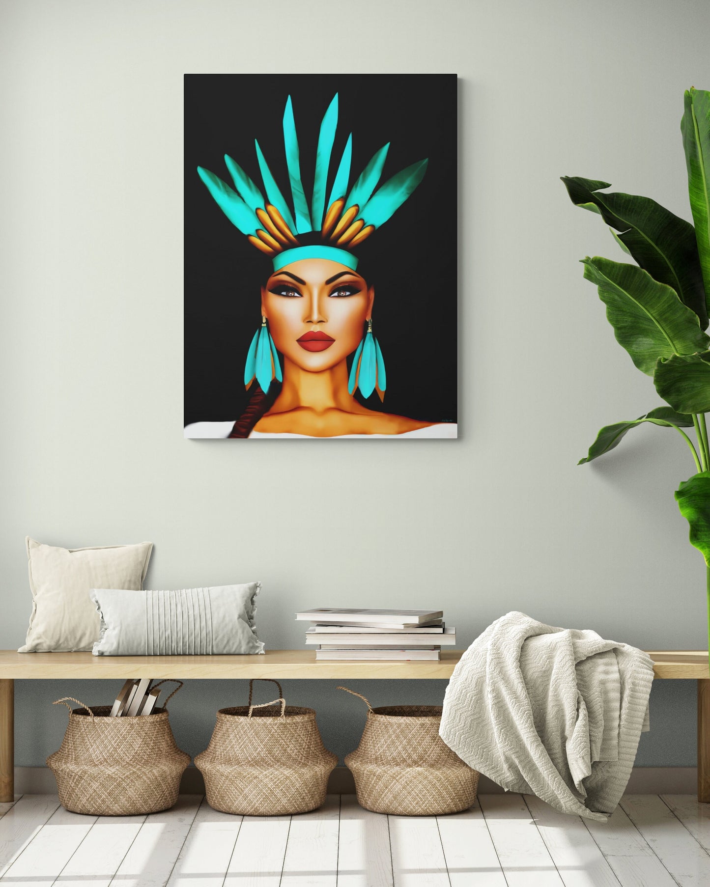 native american, woman, wall art, wall art canvas, wall art dcor, room wall dcor, unique art, woman decor, southwestern - LOLA VEGAS ART