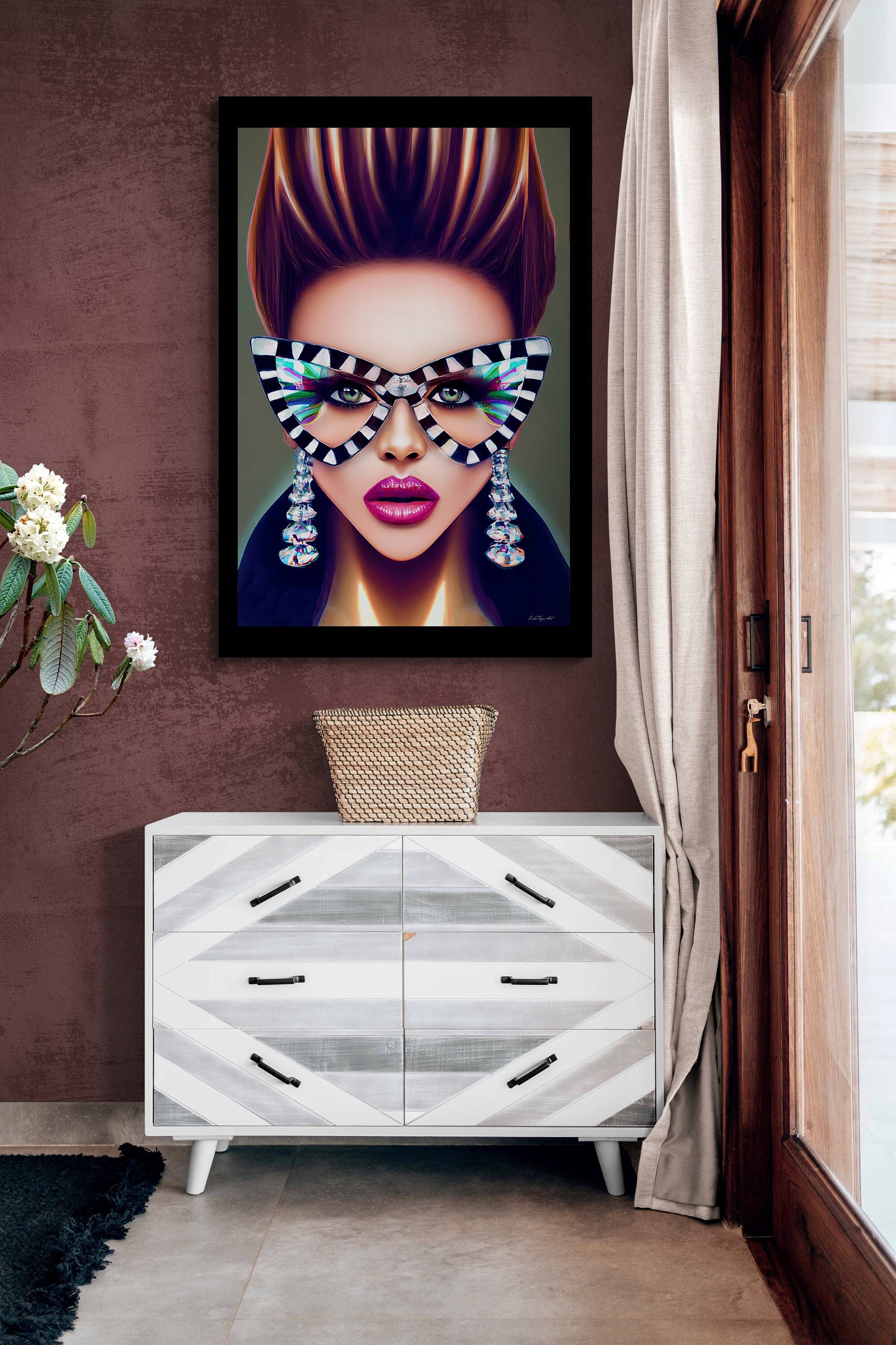 wall art, wall art canvas, wall art dcor, glasses, wall art woman, women, wall art quirky, wall art girl - LOLA VEGAS ART