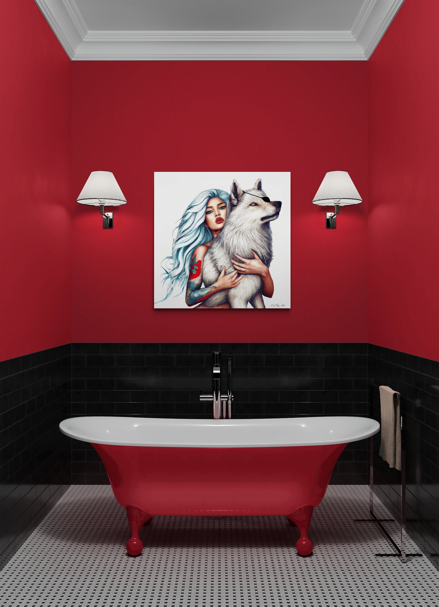 wall art, wall art canvas, wall art dcor, wolf, wolves, wall art woman, wall art animals, goddess - LOLA VEGAS ART