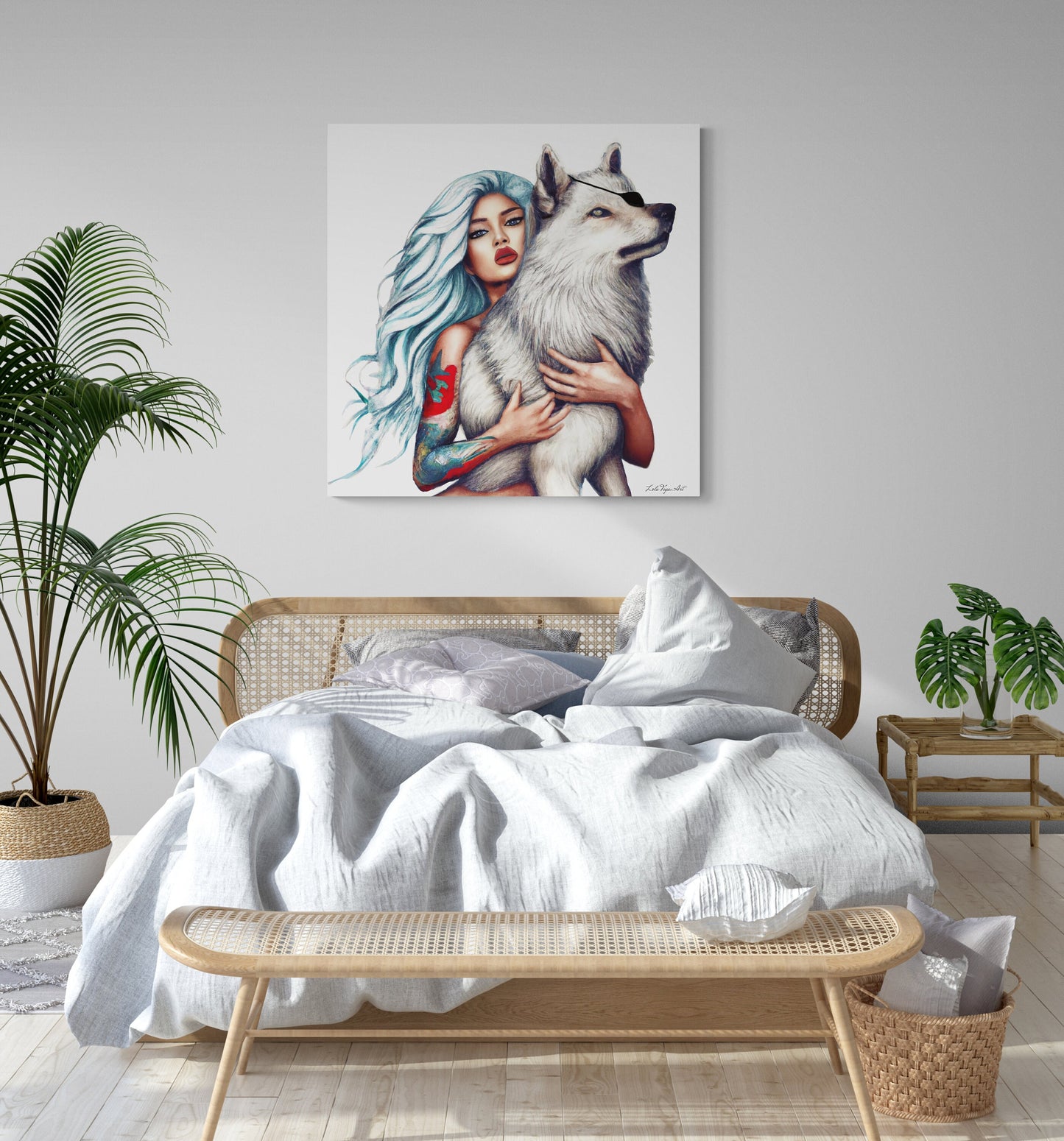 wall art, wall art canvas, wall art dcor, wolf, wolves, wall art woman, wall art animals, goddess - LOLA VEGAS ART