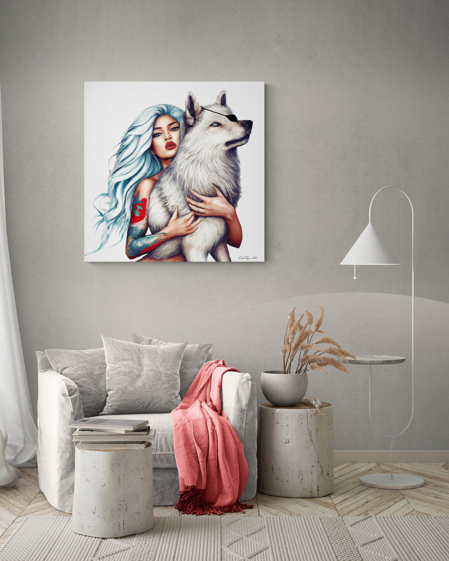wall art, wall art canvas, wall art dcor, wolf, wolves, wall art woman, wall art animals, goddess - LOLA VEGAS ART