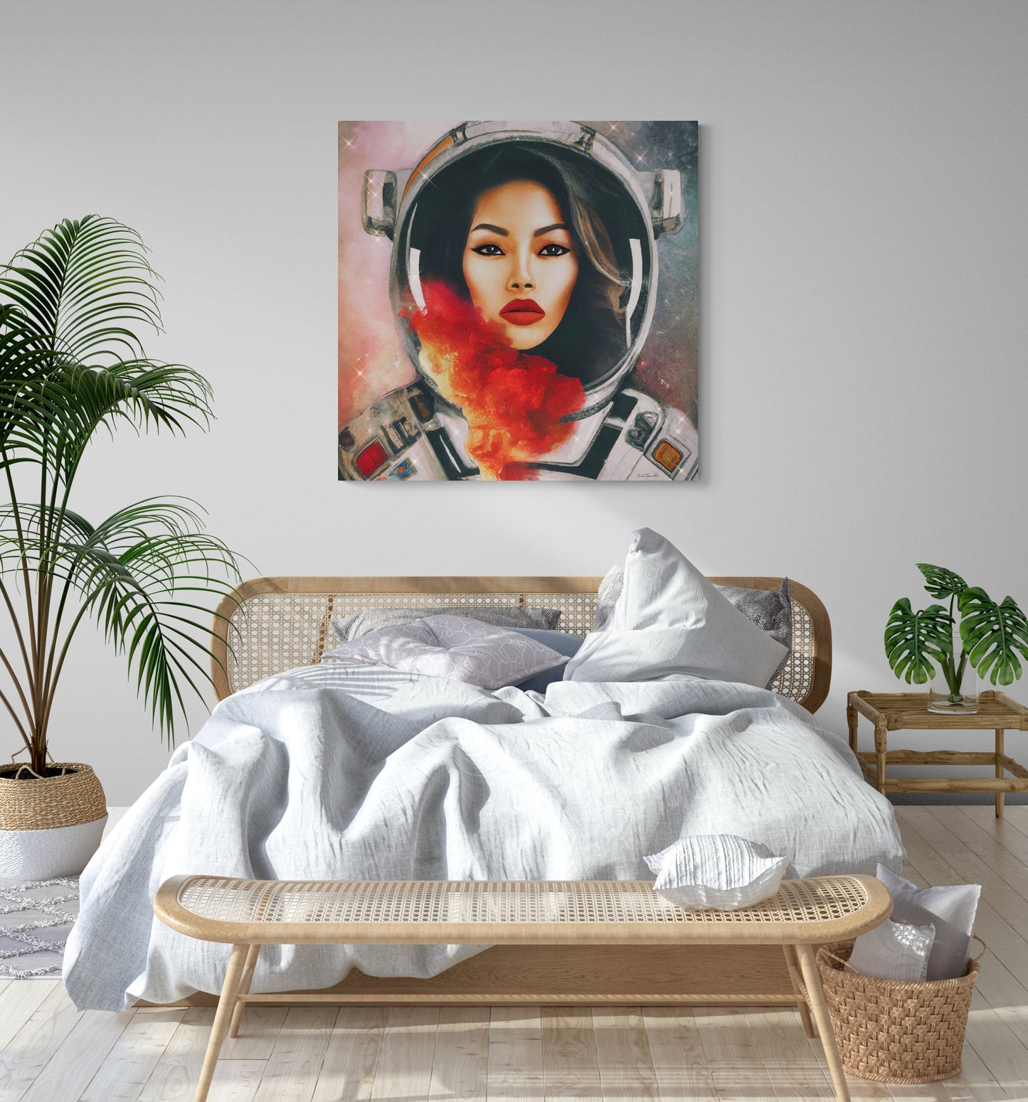 female astronaut, space art, space art print, astronaut in space, wall art, wall art canvas, astronaut gift, emotional wall art - LOLA VEGAS ART