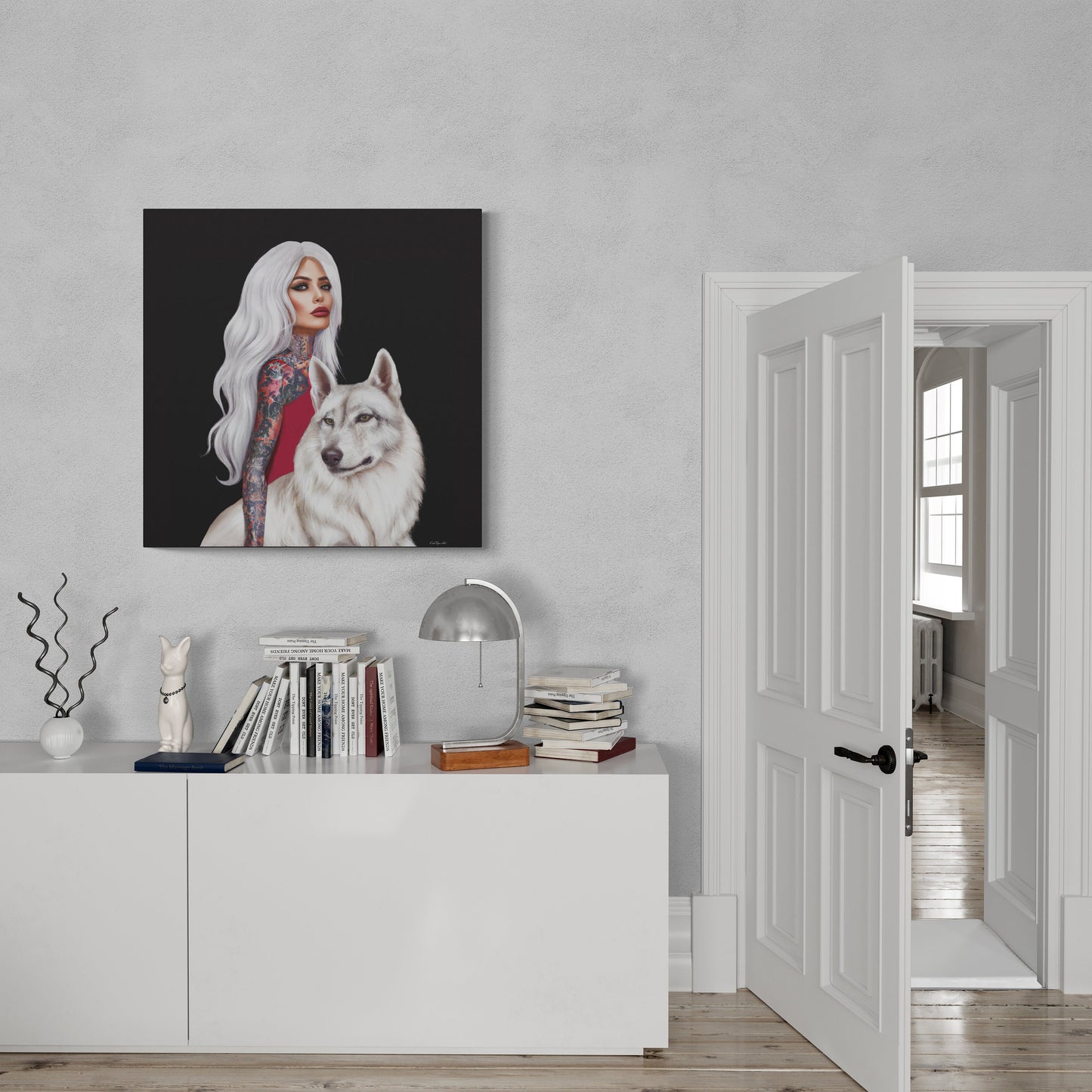 wolf, goddess, wall art, wall art canvas, wall art dcor, wolves, wall art woman, wall art animals, pagan, women decor, wall art bedroom - LOLA VEGAS ART