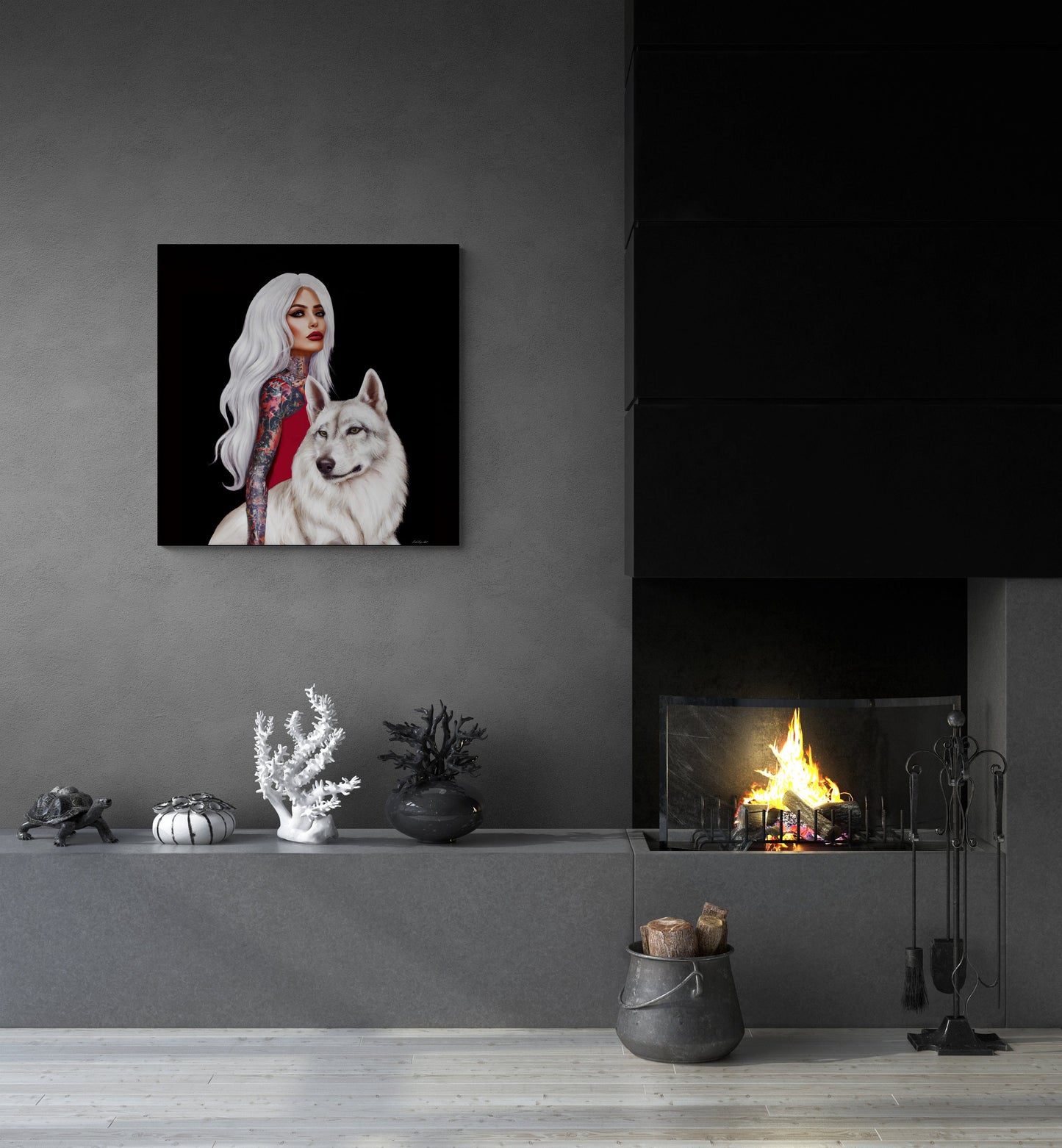 wolf, goddess, wall art, wall art canvas, wall art dcor, wolves, wall art woman, wall art animals, pagan, women decor, wall art bedroom - LOLA VEGAS ART