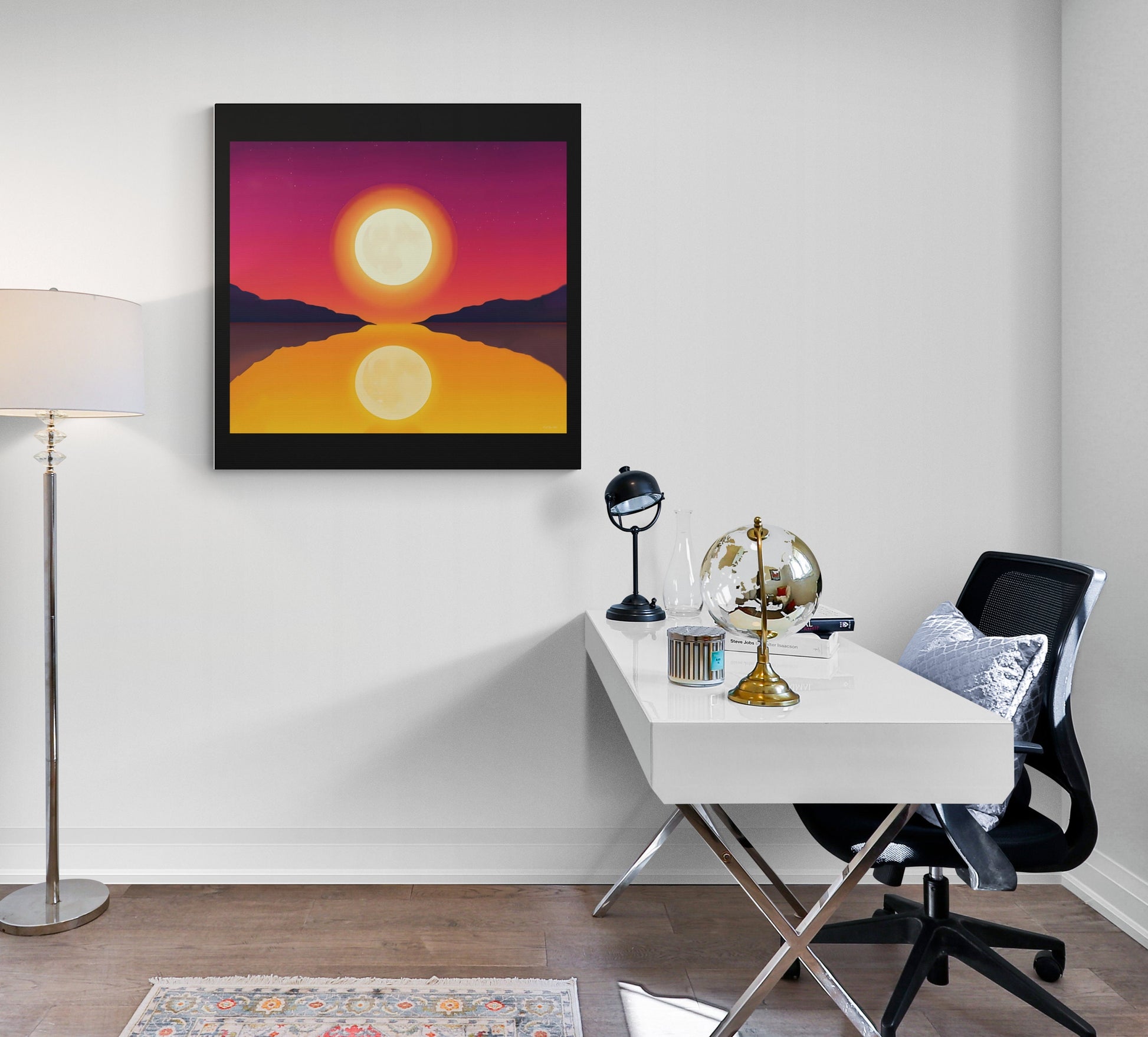 wall art canvas moon, wall art, wall art canvas, wall art dcor, moon wall art, landscape wall art, night wall art - LOLA VEGAS ART