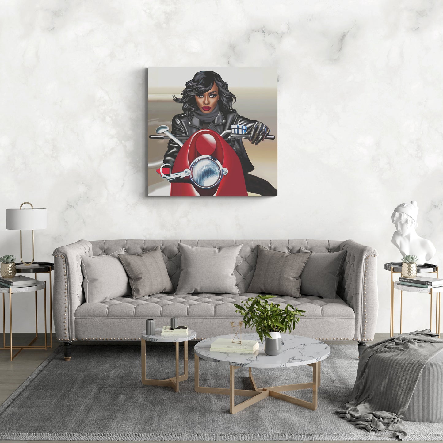 black woman art, black art, black girl magic, motorcycle art, goddess, wall art, wall art canvas, wall art dcor, woman art - LOLA VEGAS ART