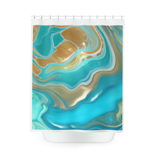 abstract, turquoise, shower curtain, home accessories, bathroom dcor, bathroom, home dcor, housewarming gift, shower room decor - LOLA VEGAS ART