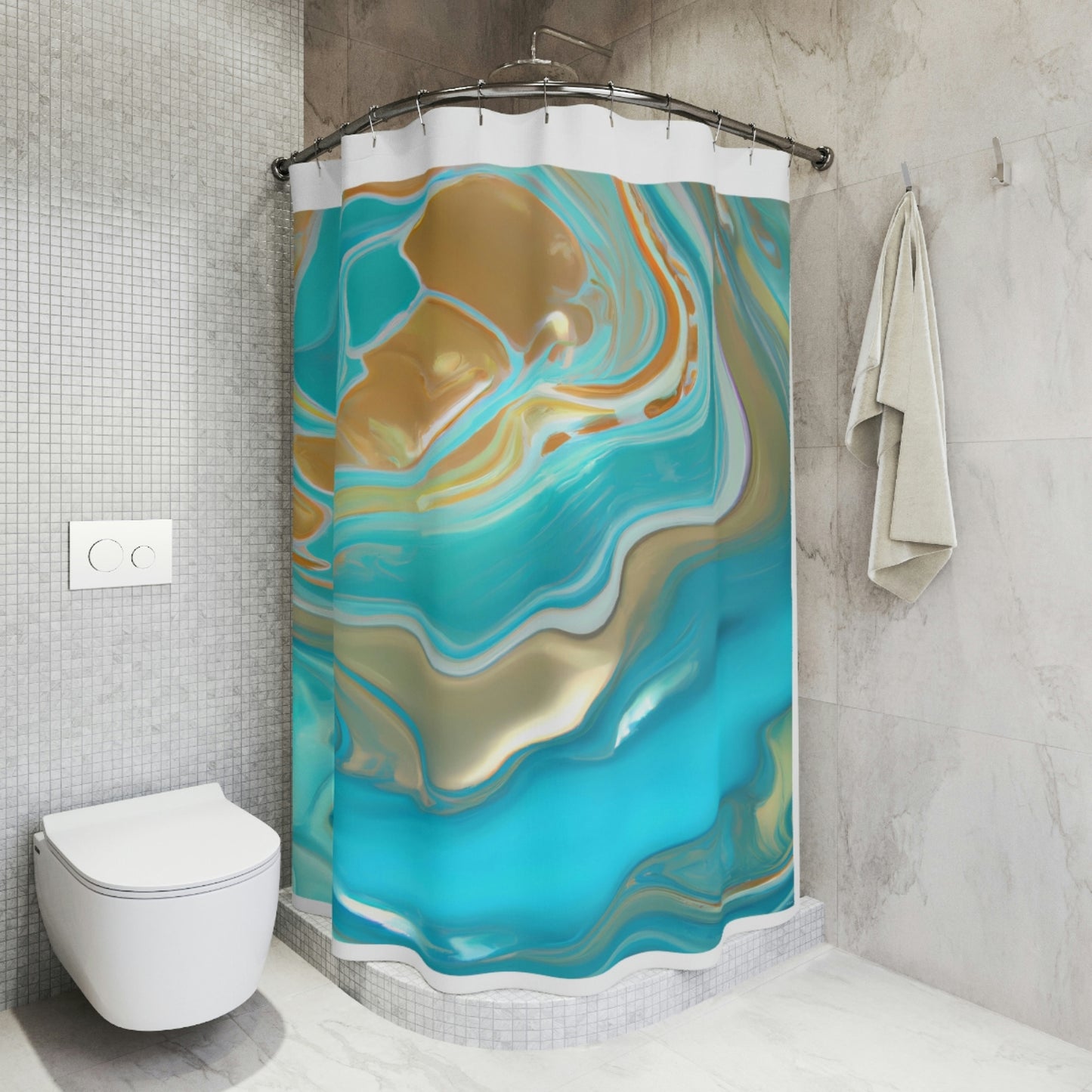 abstract, turquoise, shower curtain, home accessories, bathroom dcor, bathroom, home dcor, housewarming gift, shower room decor - LOLA VEGAS ART