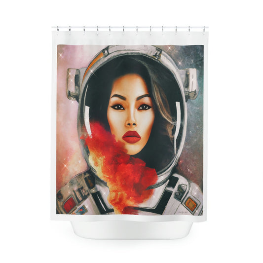 astronaut, space, shower curtain, home accessories, bathroom dcor, bathroom, home dcor, housewarming gift, shower room decor - LOLA VEGAS ART