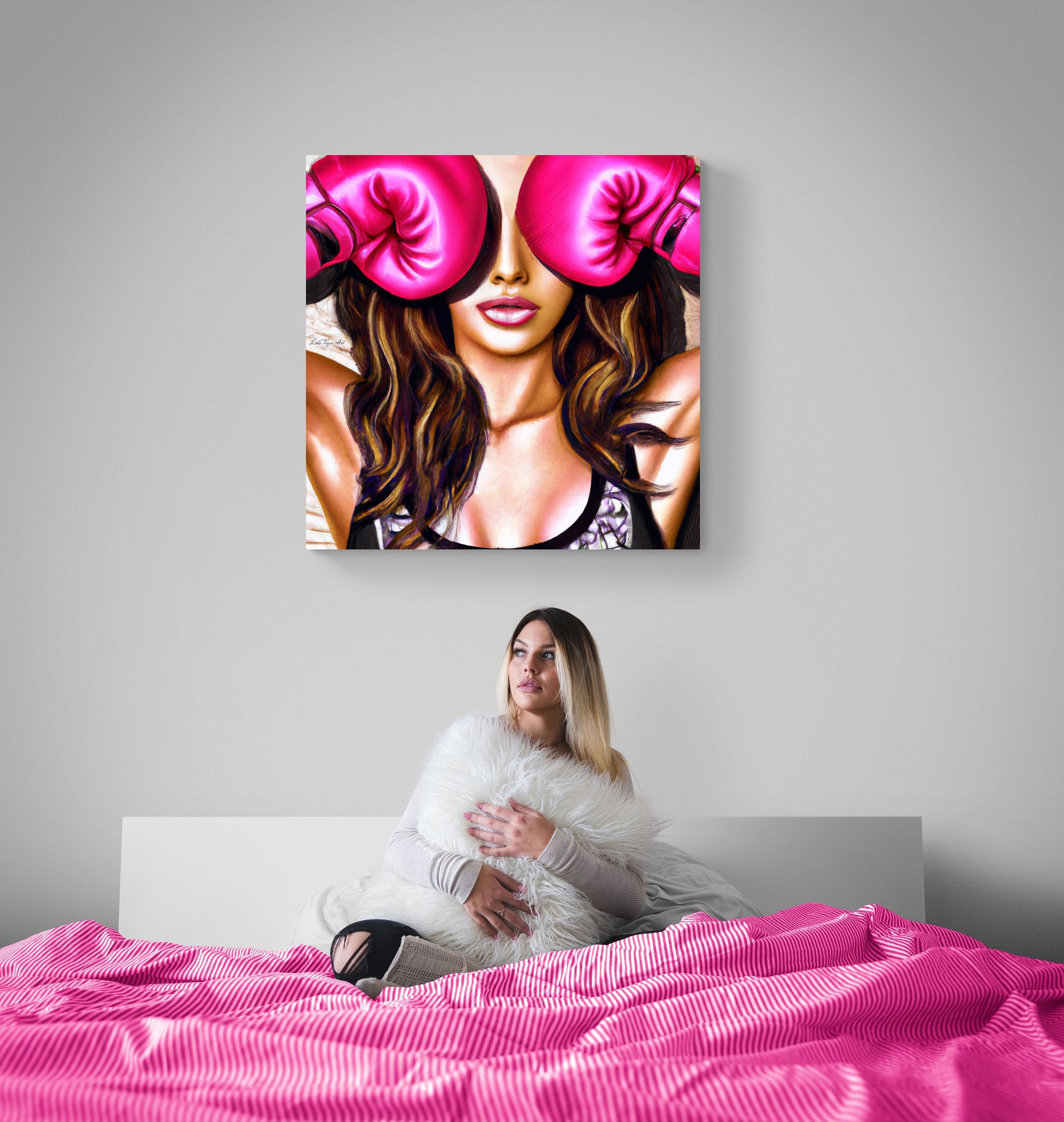 boxing, wall art, wall art canvas, wall art dcor, boxing, boxers, asian art, wall art living room, feminist art - LOLA VEGAS ART