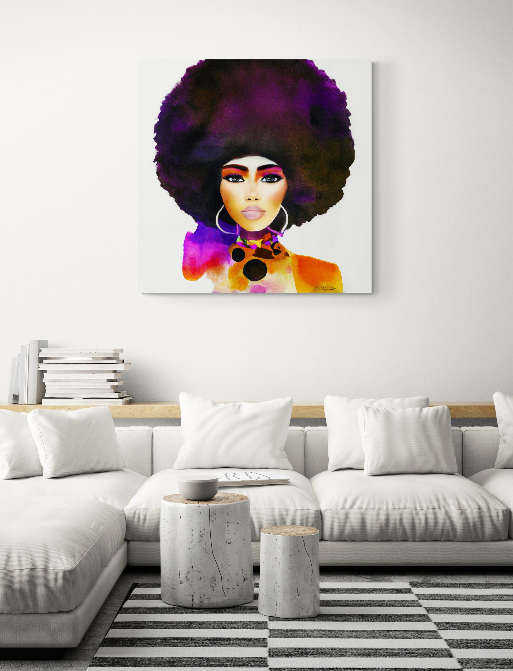 black woman,  black queen, black girl magic, natural afro hair, wall art, wall art canvas, wall art dcor, woman dcor, - LOLA VEGAS ART