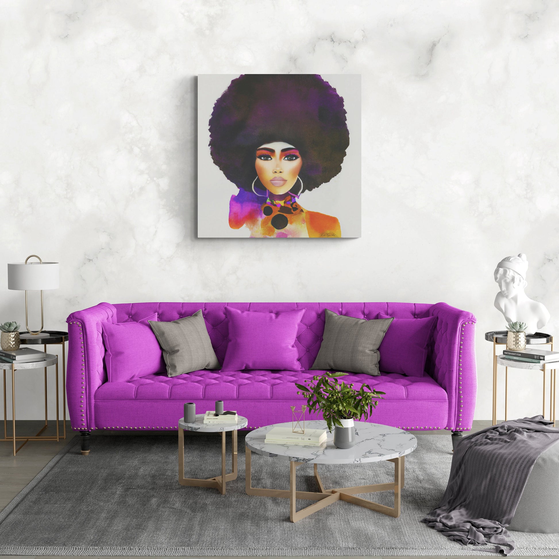 black woman,  black queen, black girl magic, natural afro hair, wall art, wall art canvas, wall art dcor, woman dcor, - LOLA VEGAS ART