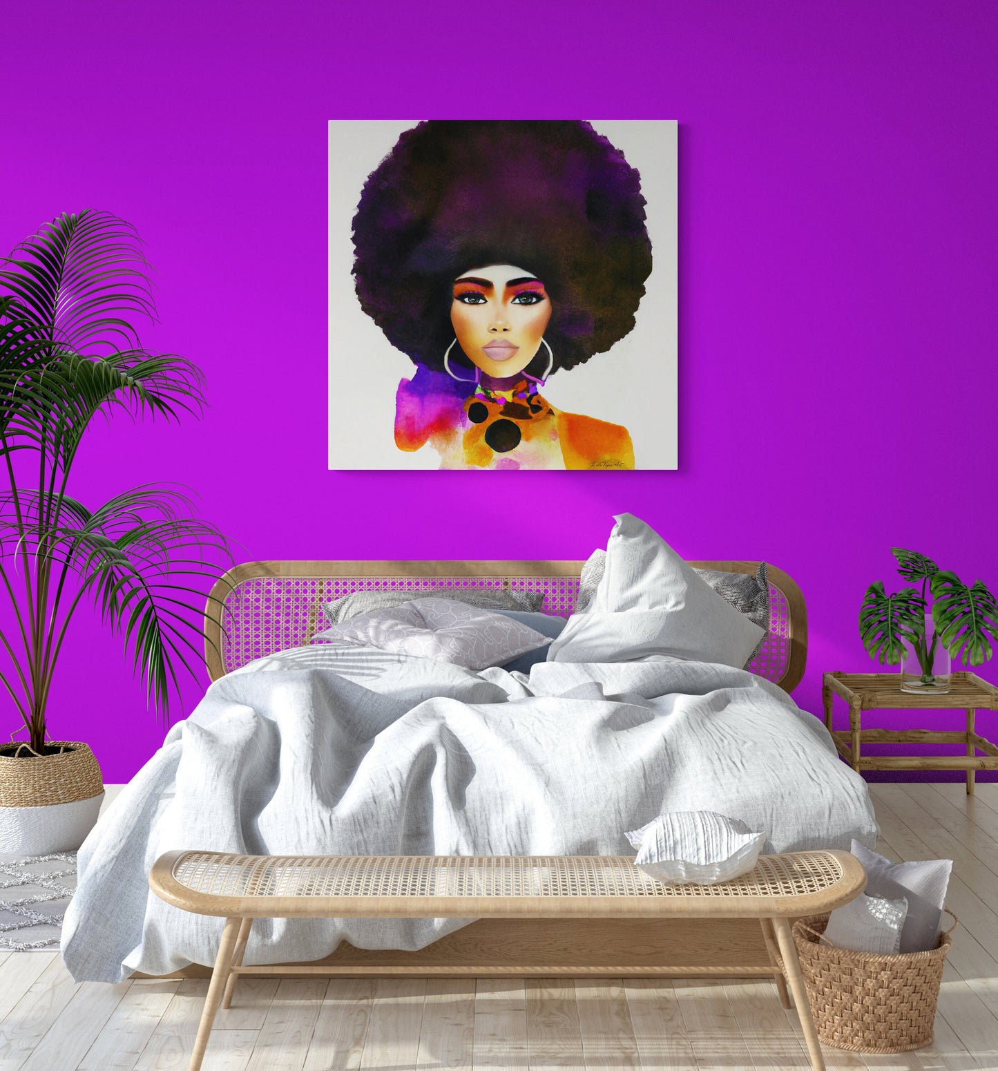 black woman,  black queen, black girl magic, natural afro hair, wall art, wall art canvas, wall art dcor, woman dcor, - LOLA VEGAS ART