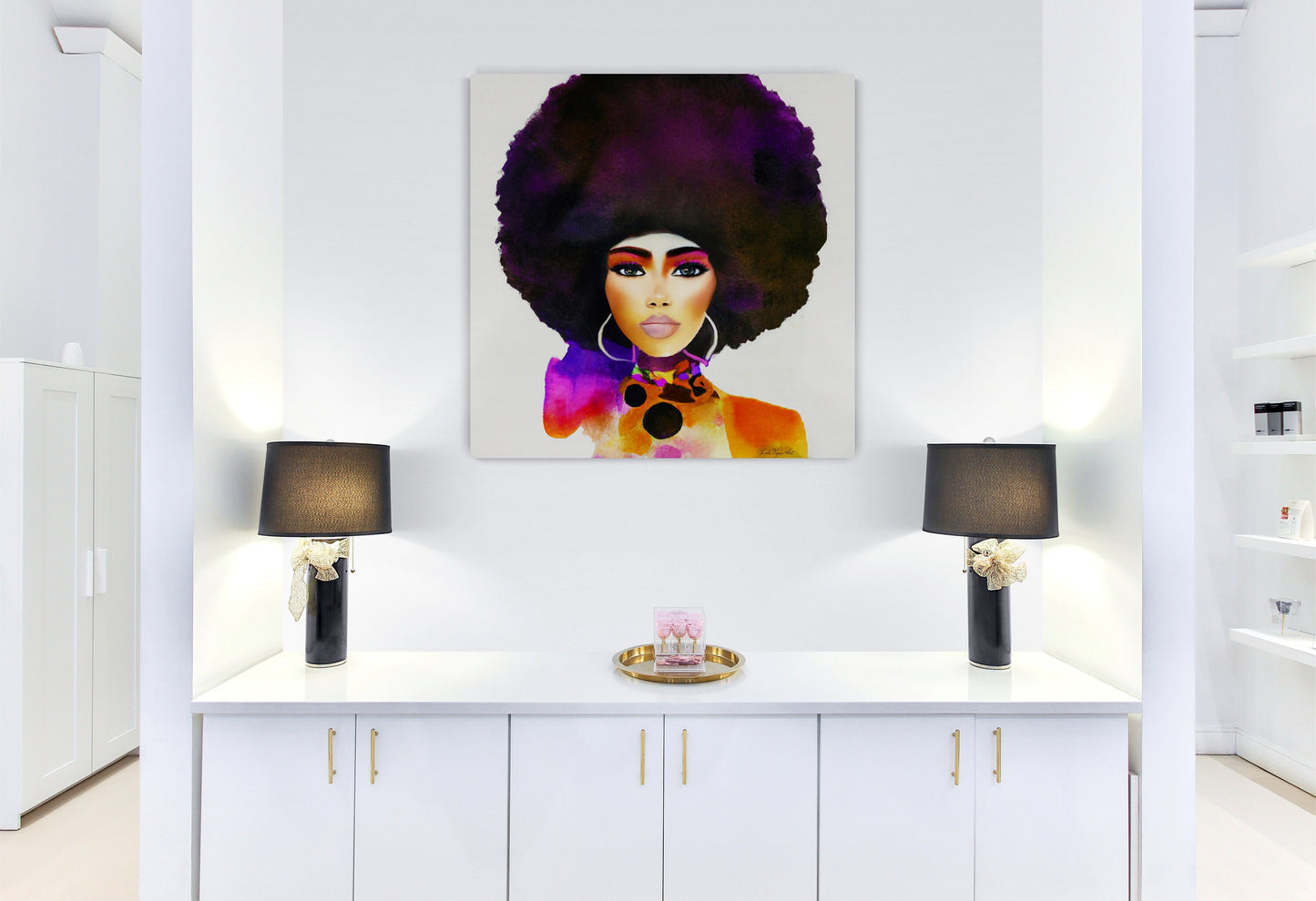 black woman,  black queen, black girl magic, natural afro hair, wall art, wall art canvas, wall art dcor, woman dcor, - LOLA VEGAS ART