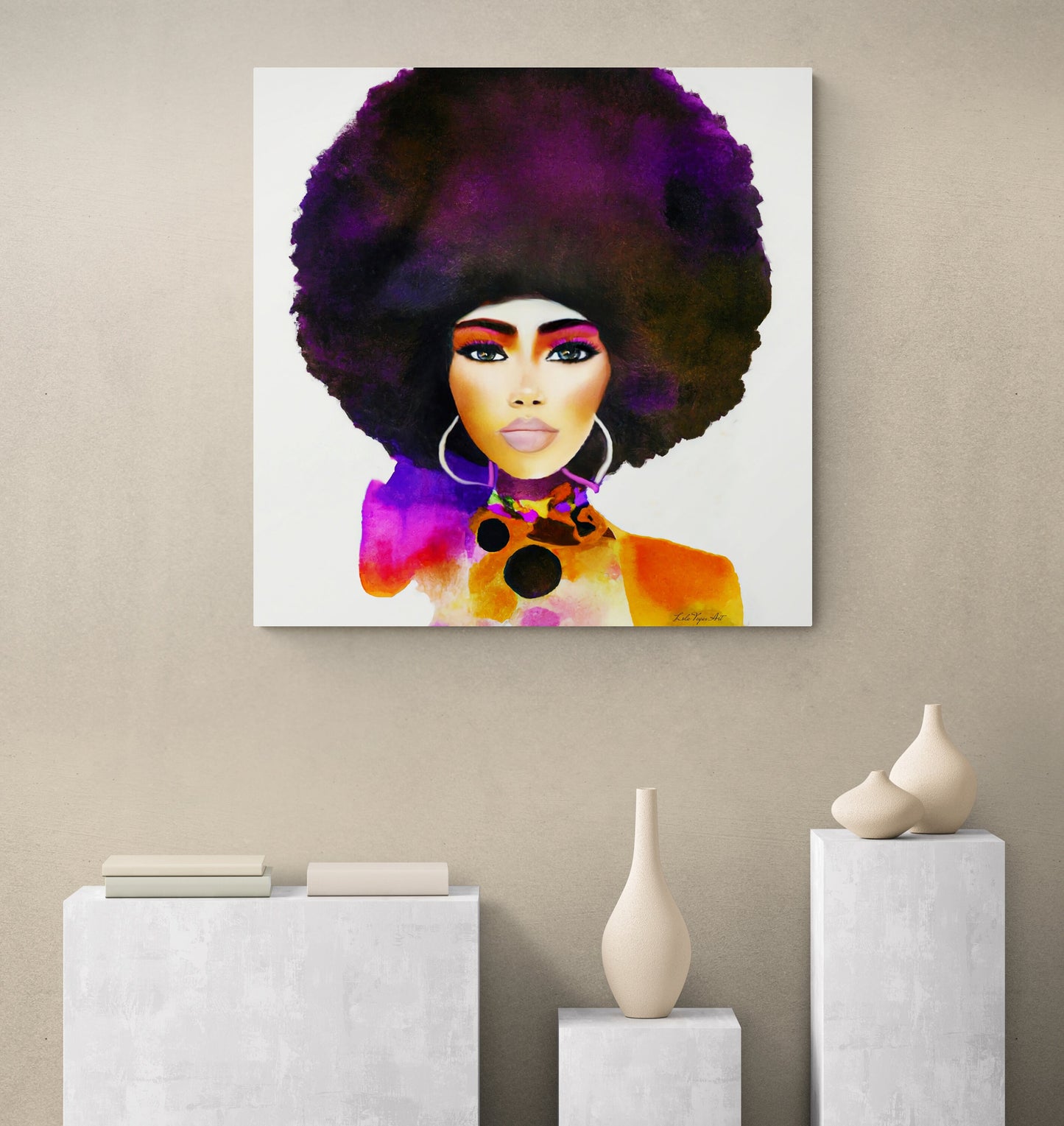black woman,  black queen, black girl magic, natural afro hair, wall art, wall art canvas, wall art dcor, woman dcor, - LOLA VEGAS ART
