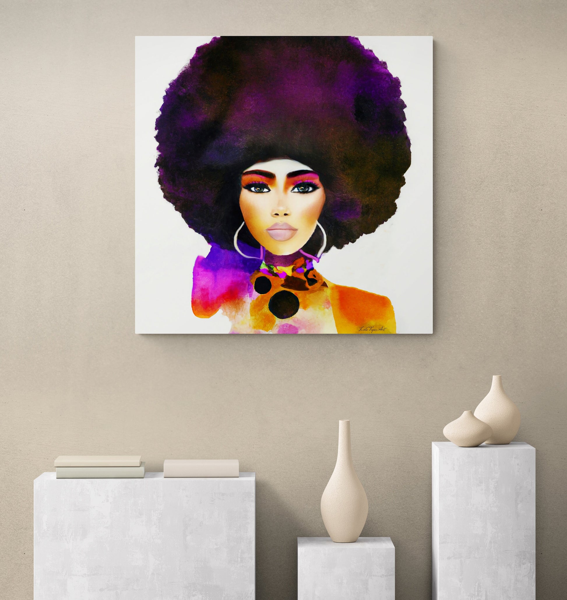 black woman,  black queen, black girl magic, natural afro hair, wall art, wall art canvas, wall art dcor, woman dcor, - LOLA VEGAS ART