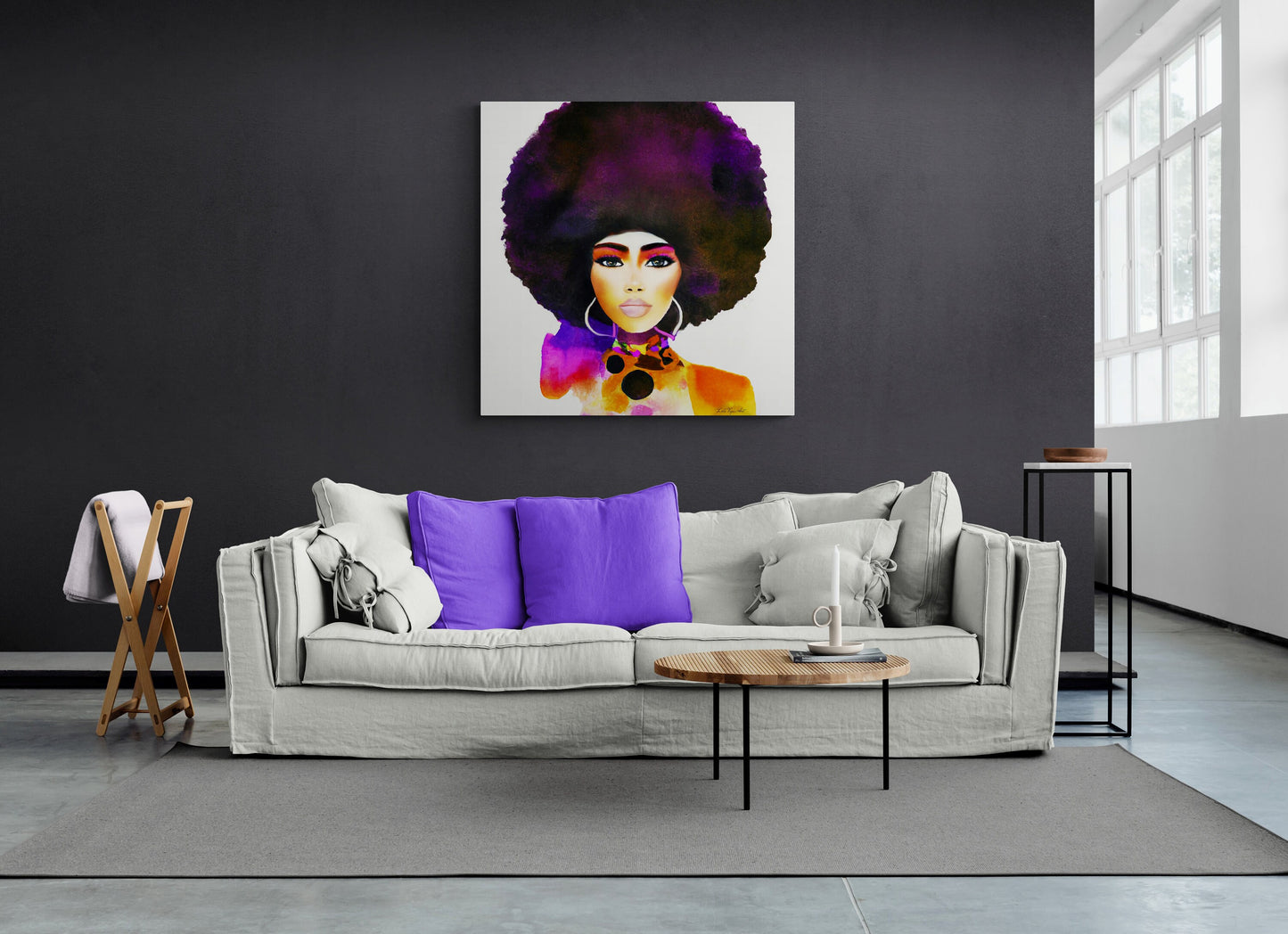 black woman,  black queen, black girl magic, natural afro hair, wall art, wall art canvas, wall art dcor, woman dcor, - LOLA VEGAS ART