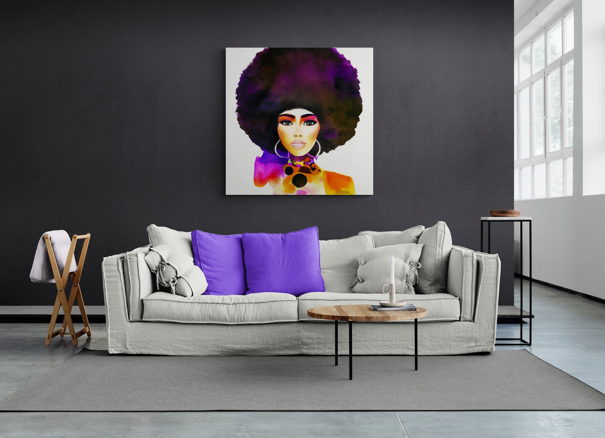 black woman,  black queen, black girl magic, natural afro hair, wall art, wall art canvas, wall art dcor, woman dcor, - LOLA VEGAS ART