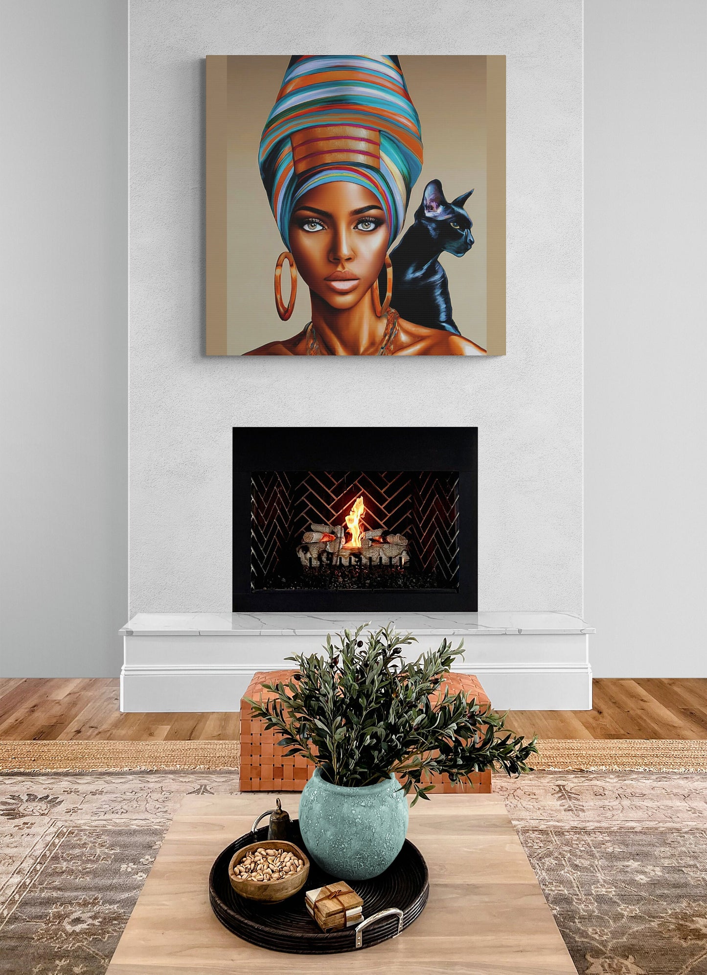 black girl magic,black woman art,  black cat art, cat art print, black cats, cat prints, wall art, wall art canvas, wall art dcor, wall ar - LOLA VEGAS ART
