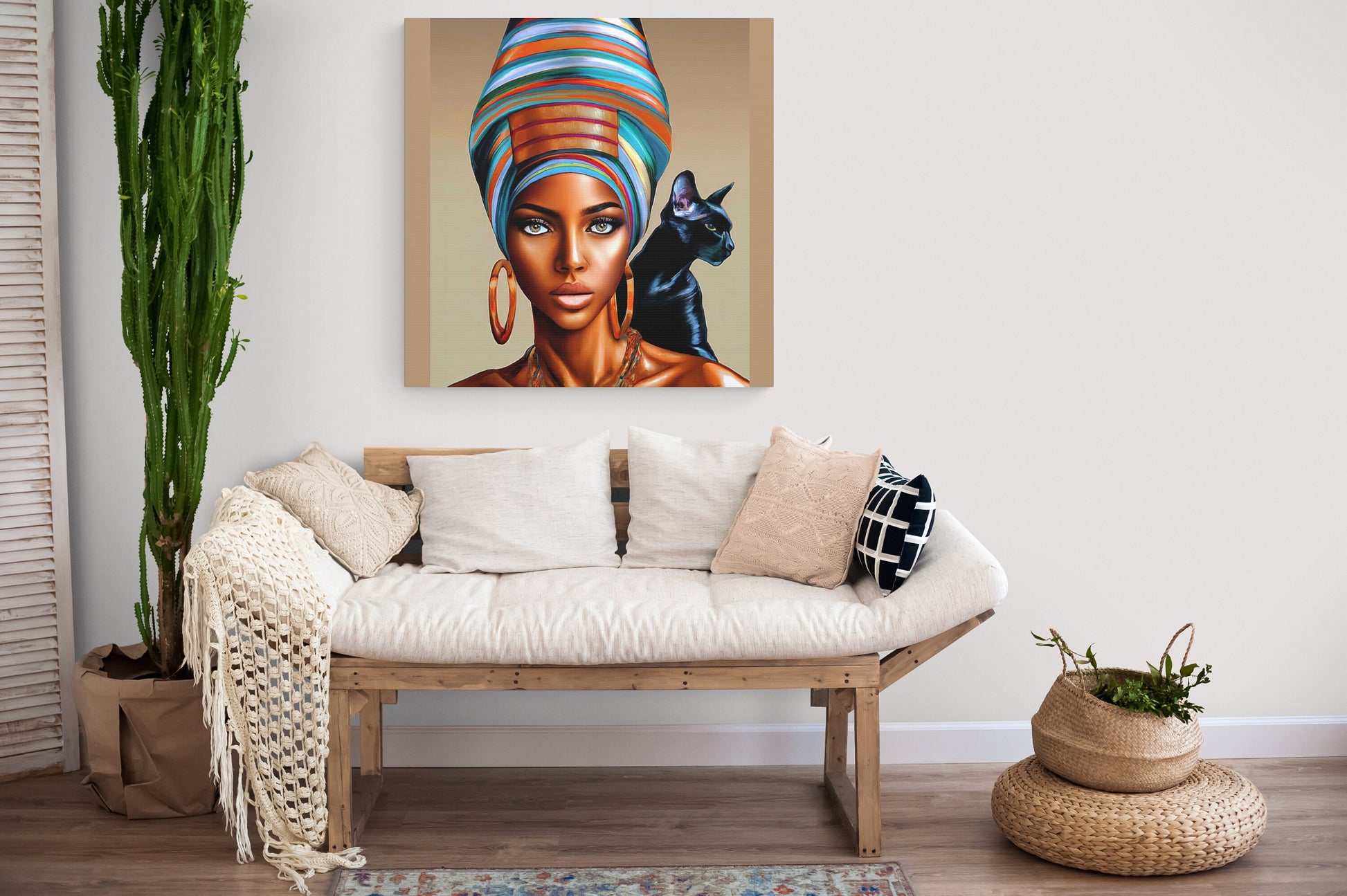 black girl magic,black woman art,  black cat art, cat art print, black cats, cat prints, wall art, wall art canvas, wall art dcor, wall ar - LOLA VEGAS ART