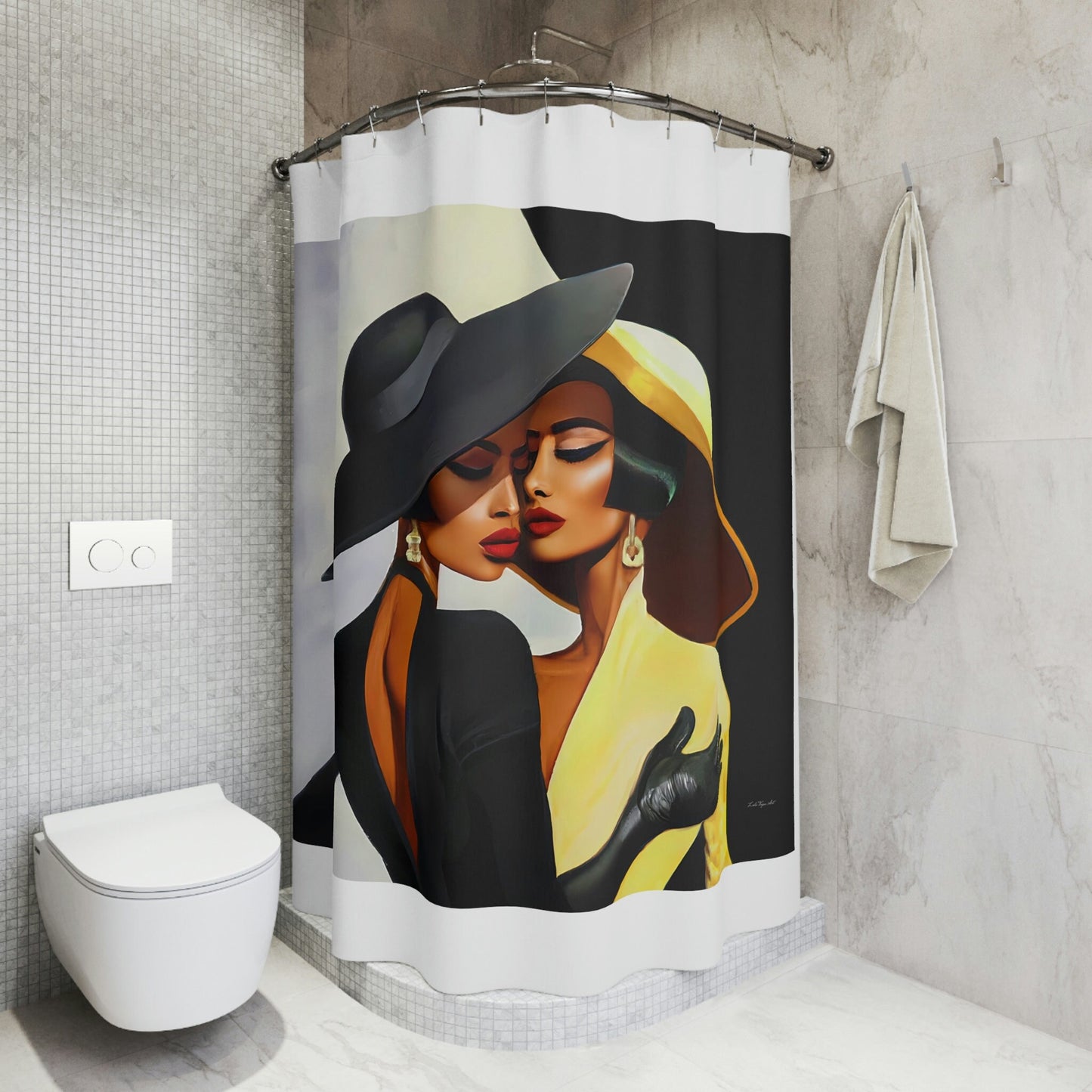 black women, shower curtain, home accessories, bathroom decor, bathroom, home decor, housewarming gift, shower room decor - LOLA VEGAS ART