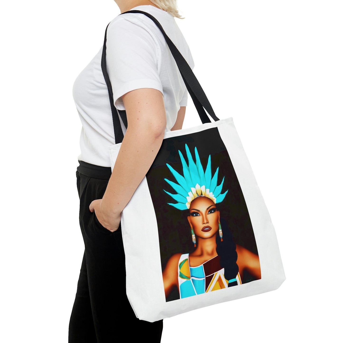 native american, woman, bag, canvas bag, tote bag, gifts for women, oversized canvas bag, reusable bag, shopping bag, tote bag for women - LOLA VEGAS ART