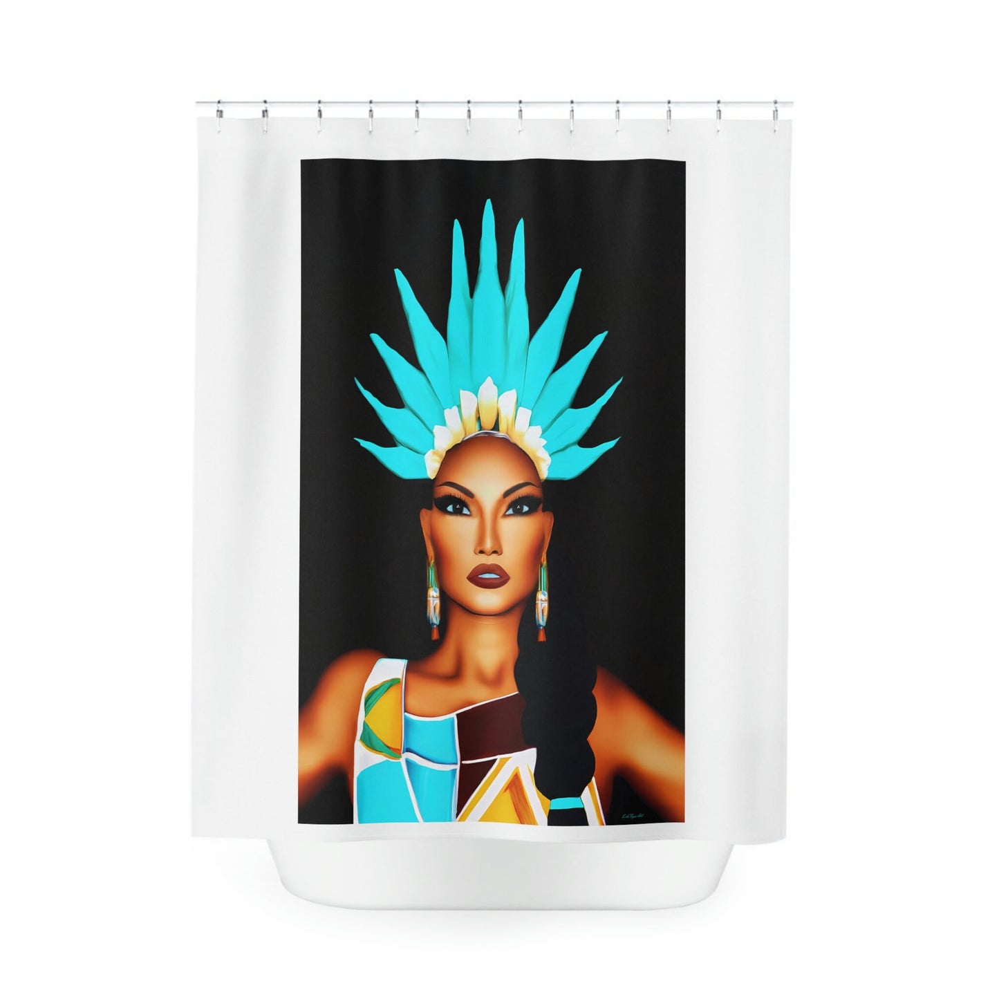 native america, woman, shower curtain, home accessories, bathroom dcor, bathroom, home dcor, housewarming gift, shower room decor - LOLA VEGAS ART