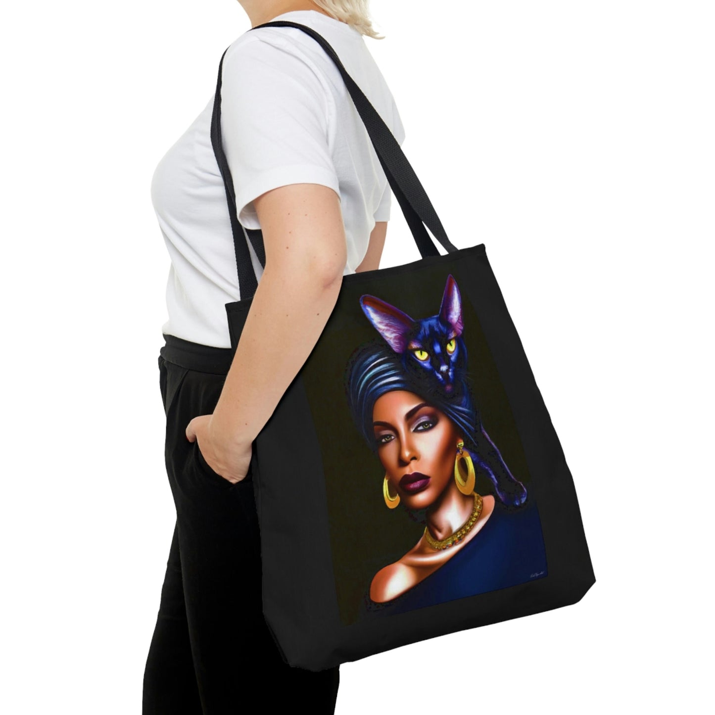 cat, bag, canvas bag, tote bag, gifts for women, canvas shopper, oversized canvas bag, reusable bag, shopping bag, tote bag for women - LOLA VEGAS ART