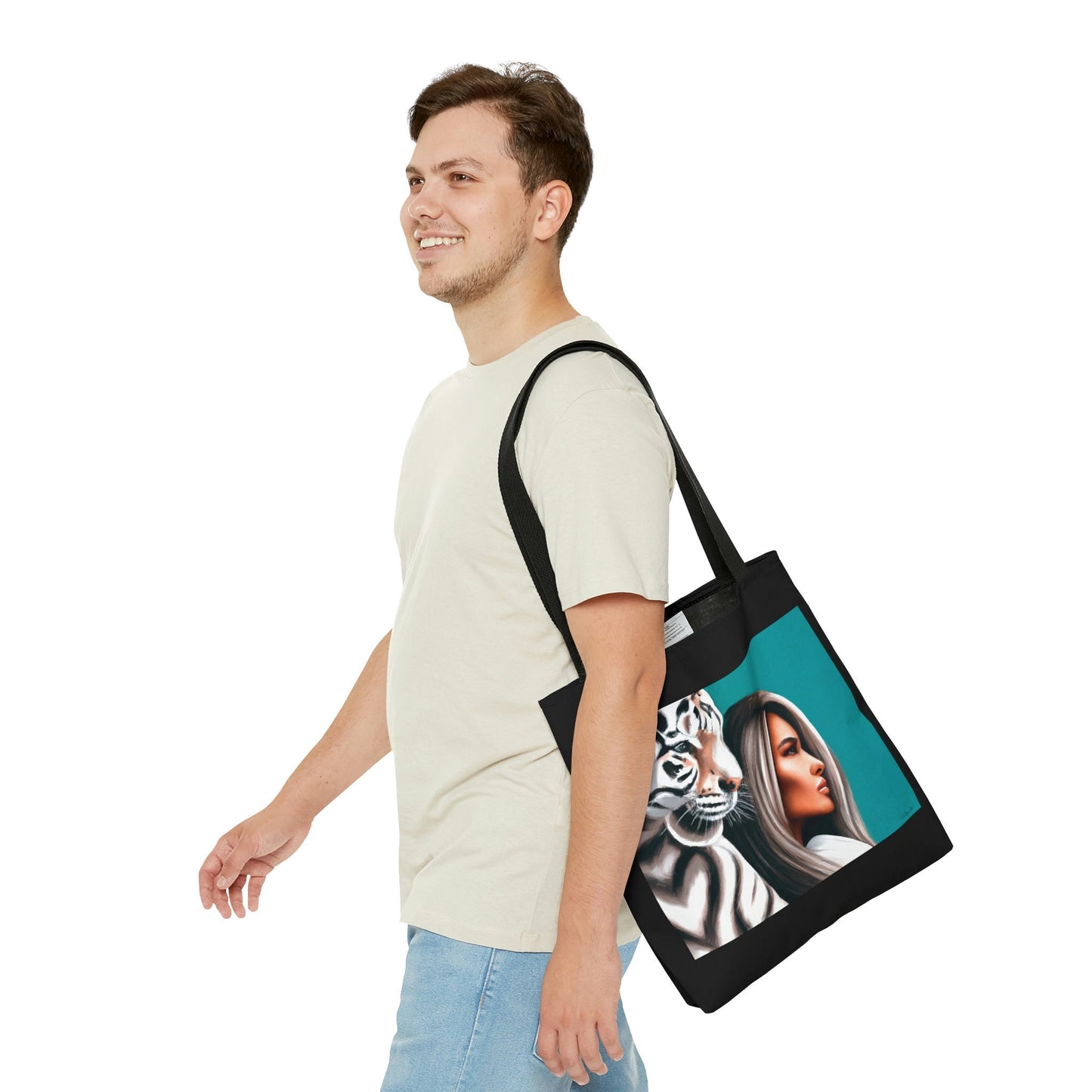 tiger, bag, canvas bag, tote bag, gifts for women, canvas shopper, oversized canvas bag, reusable bag, shopping bag, tote bag for women - LOLA VEGAS ART
