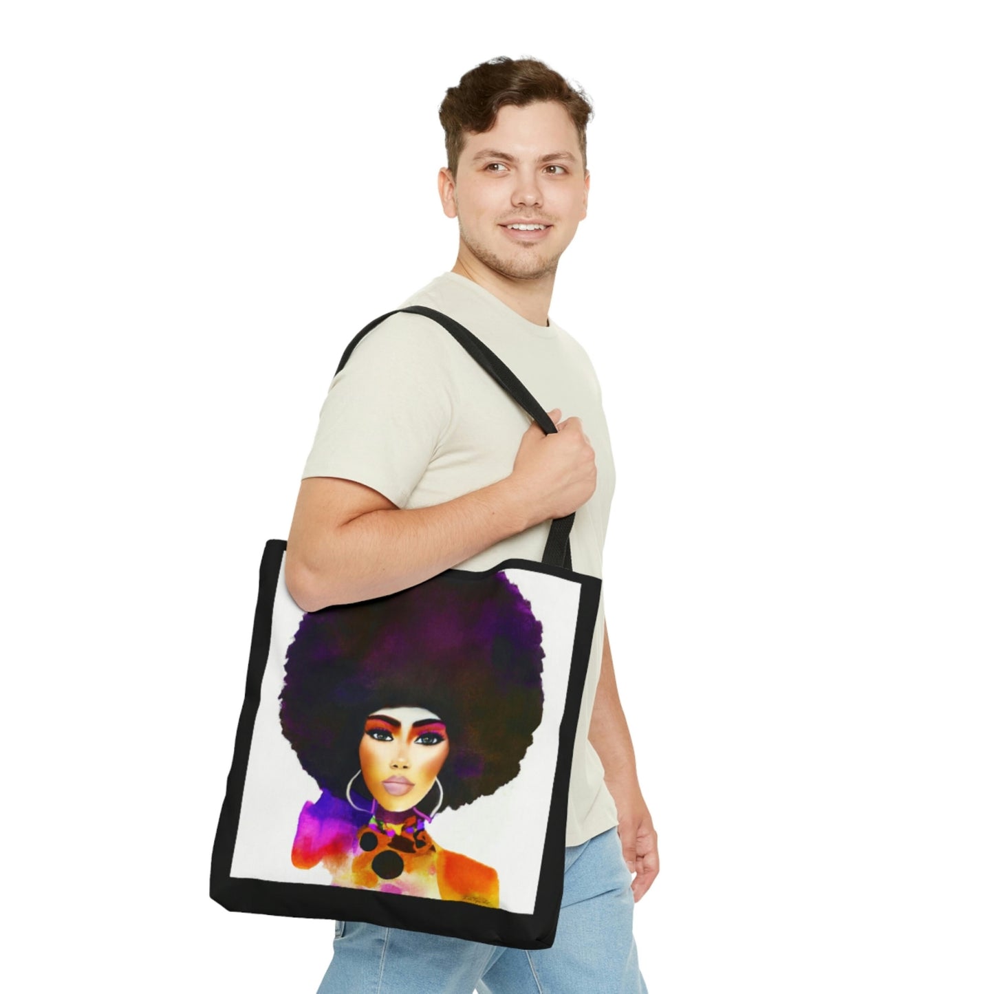 black woman,canvas bag, tote bag, gifts for women, canvas shopper, oversized canvas bag, reusable bag, shopping bag, tote bag for women - LOLA VEGAS ART
