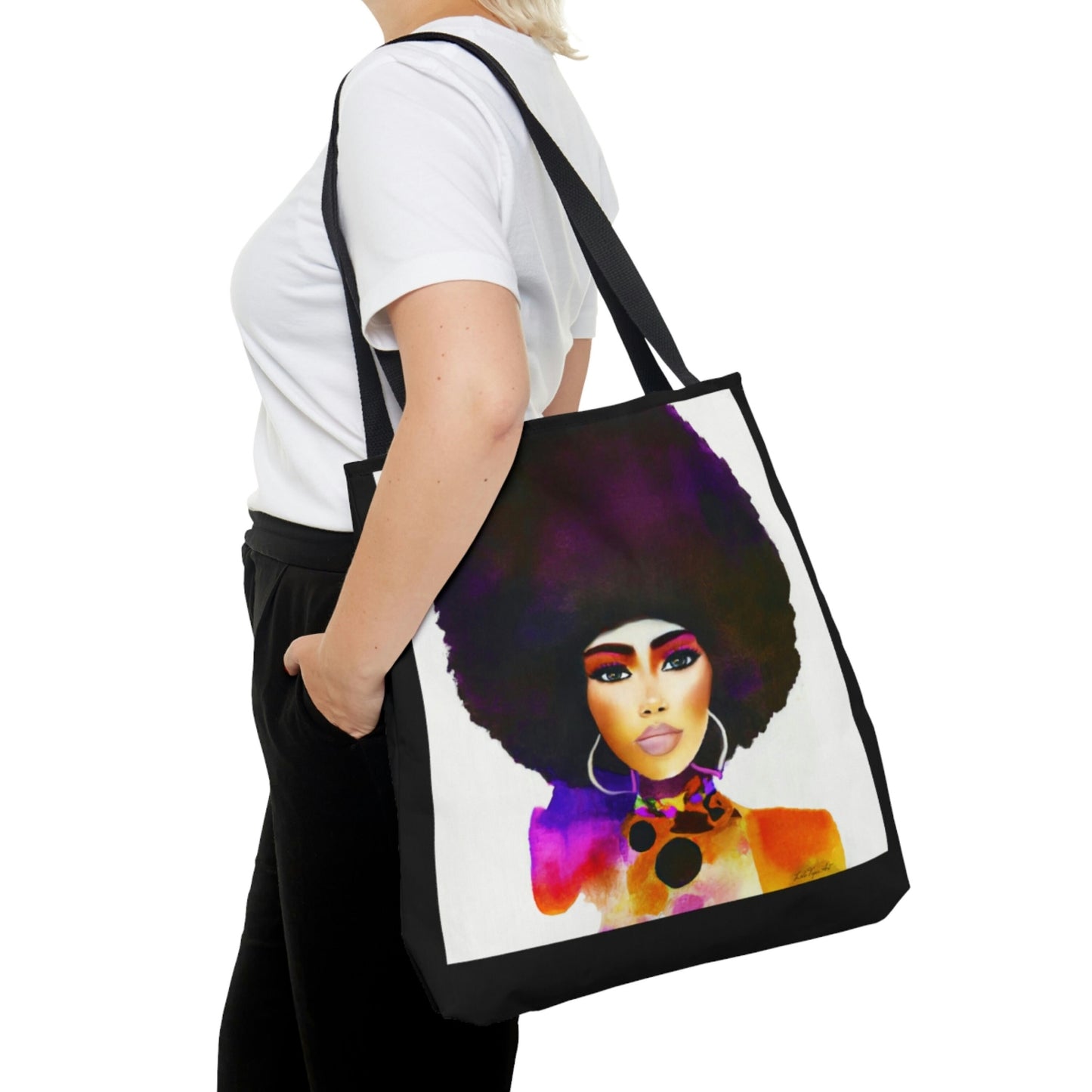 black woman,canvas bag, tote bag, gifts for women, canvas shopper, oversized canvas bag, reusable bag, shopping bag, tote bag for women - LOLA VEGAS ART