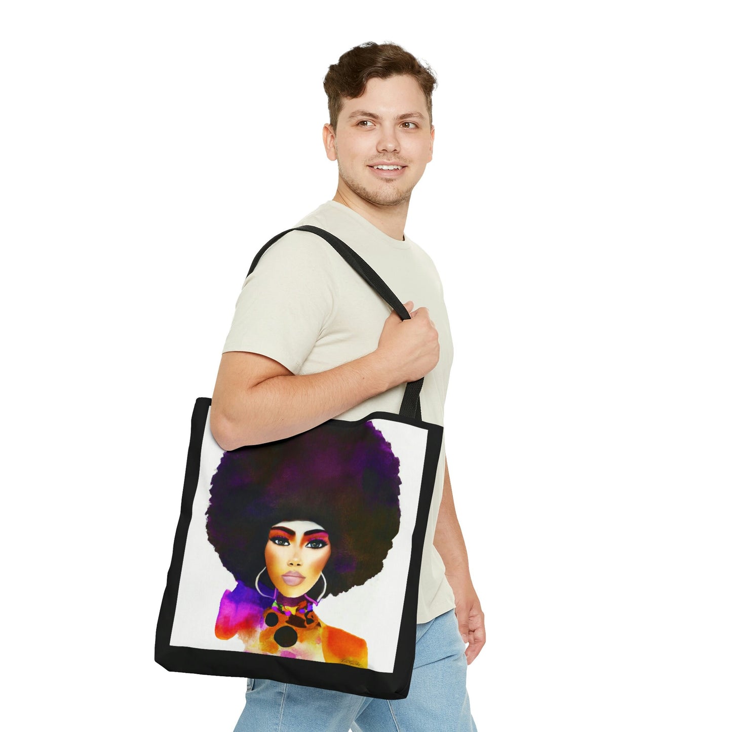 black woman,canvas bag, tote bag, gifts for women, canvas shopper, oversized canvas bag, reusable bag, shopping bag, tote bag for women - LOLA VEGAS ART