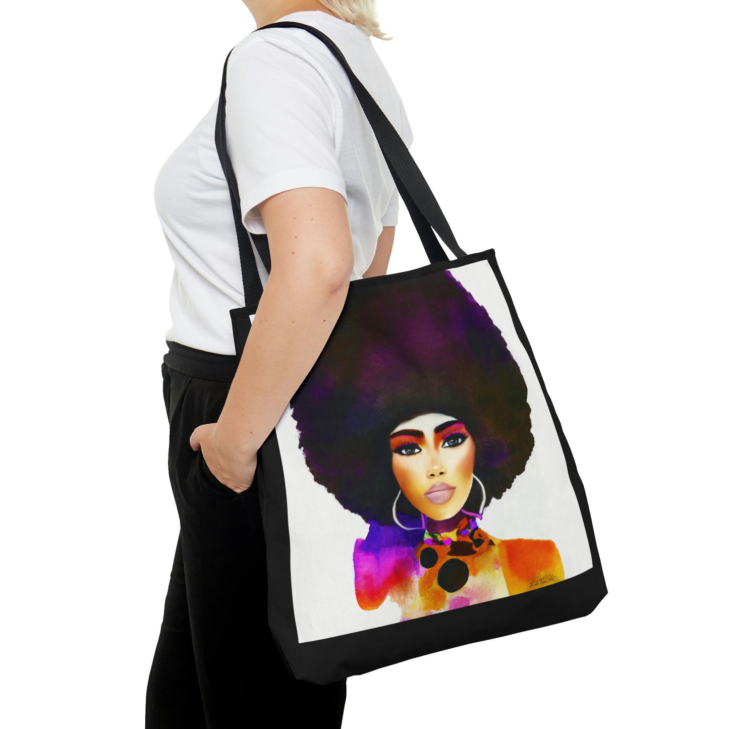 black woman,canvas bag, tote bag, gifts for women, canvas shopper, oversized canvas bag, reusable bag, shopping bag, tote bag for women - LOLA VEGAS ART