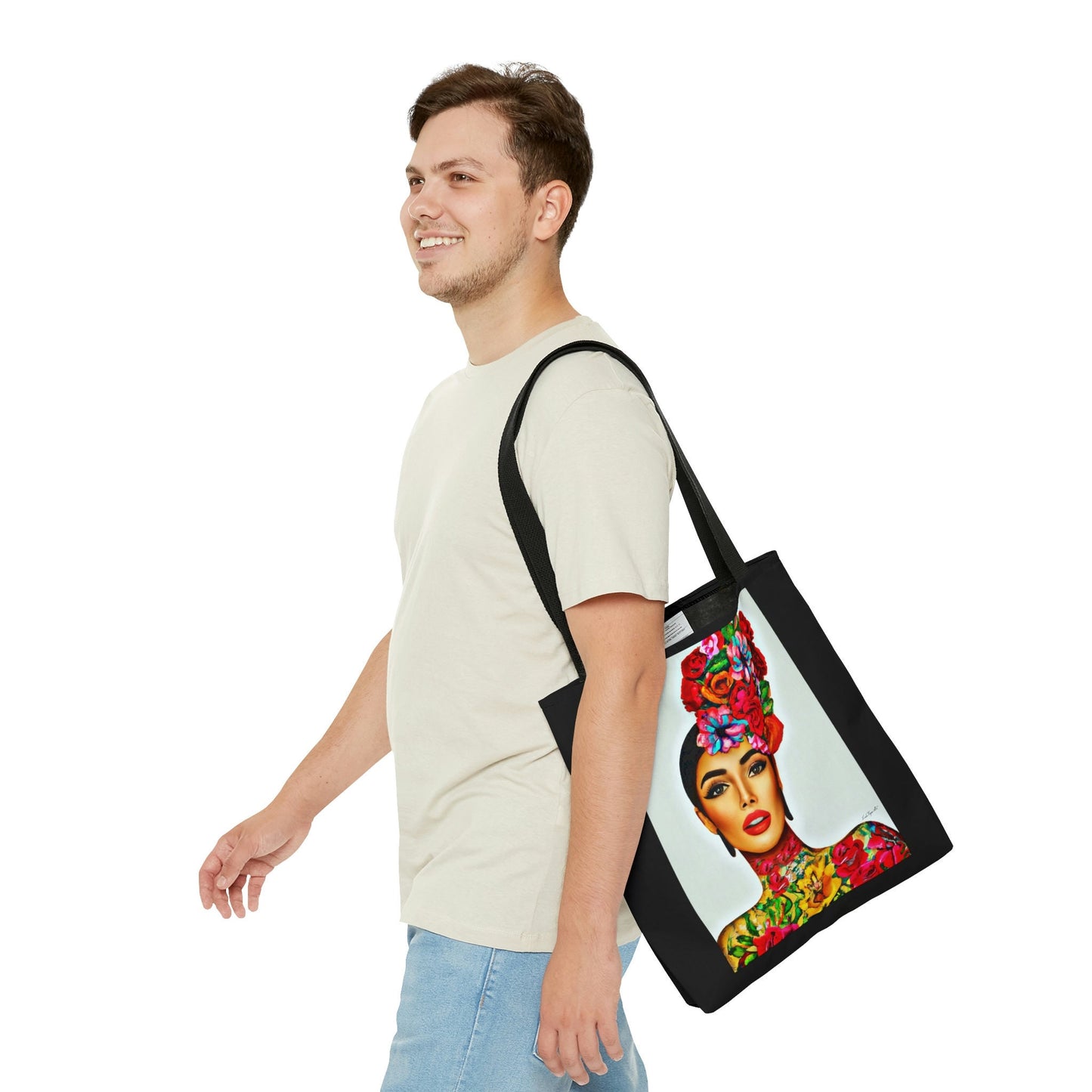 flower girl head, canvas bag, tote bag, gifts for women, oversized canvas bag, reusable bag, shopping bag, tote bag for women - LOLA VEGAS ART