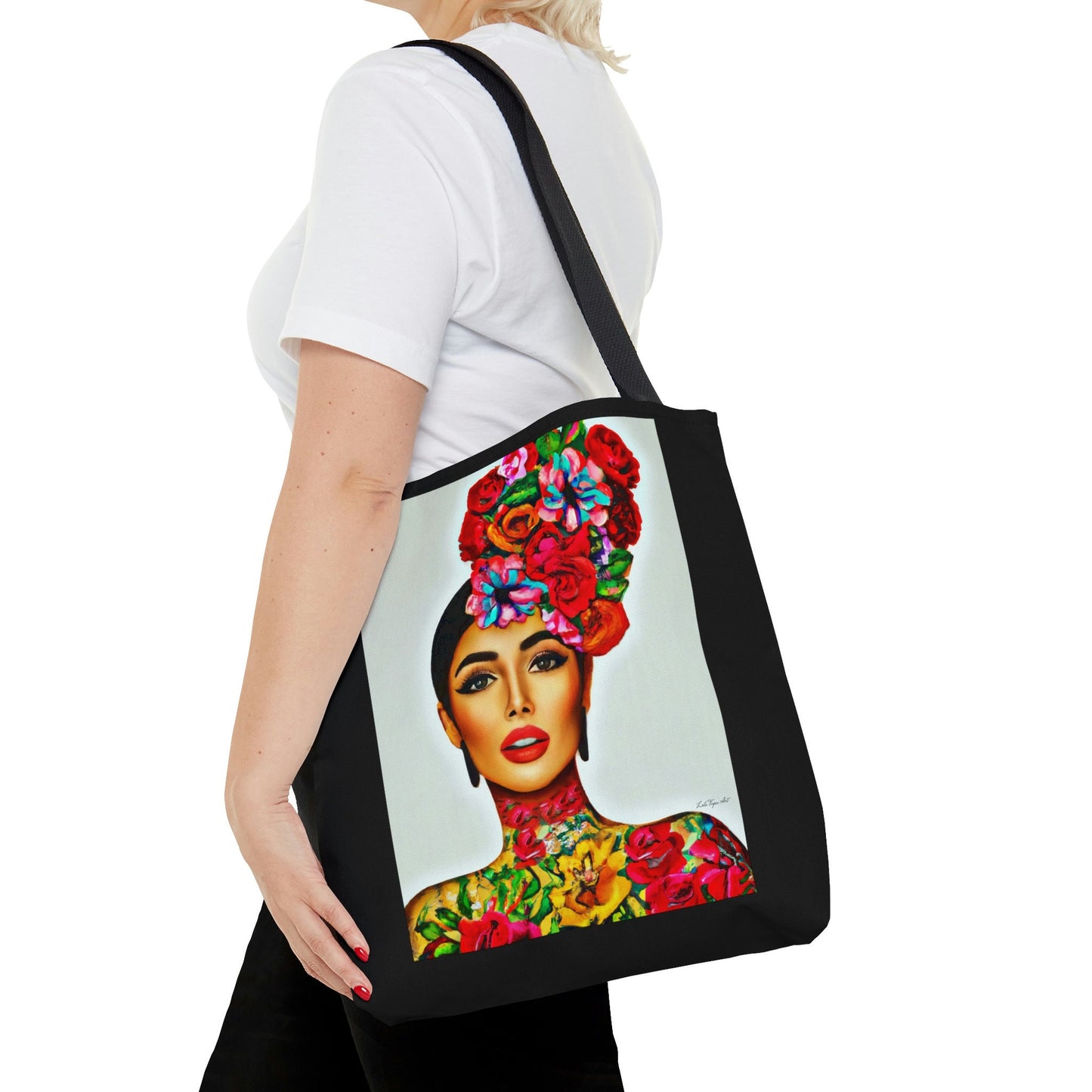 flower girl head, canvas bag, tote bag, gifts for women, oversized canvas bag, reusable bag, shopping bag, tote bag for women - LOLA VEGAS ART